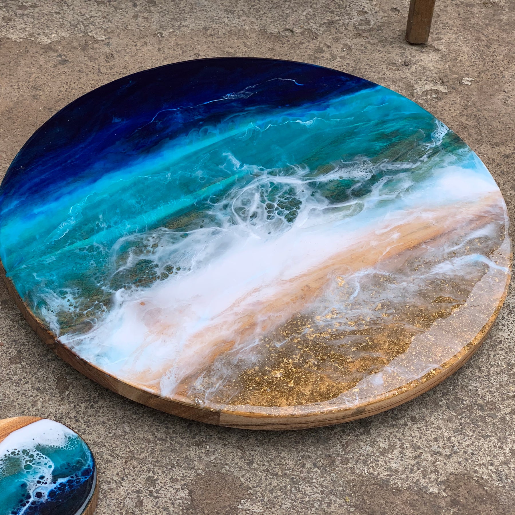 Beach Waves| Lazy Susan| serving board | surf board | Charcuterie Board