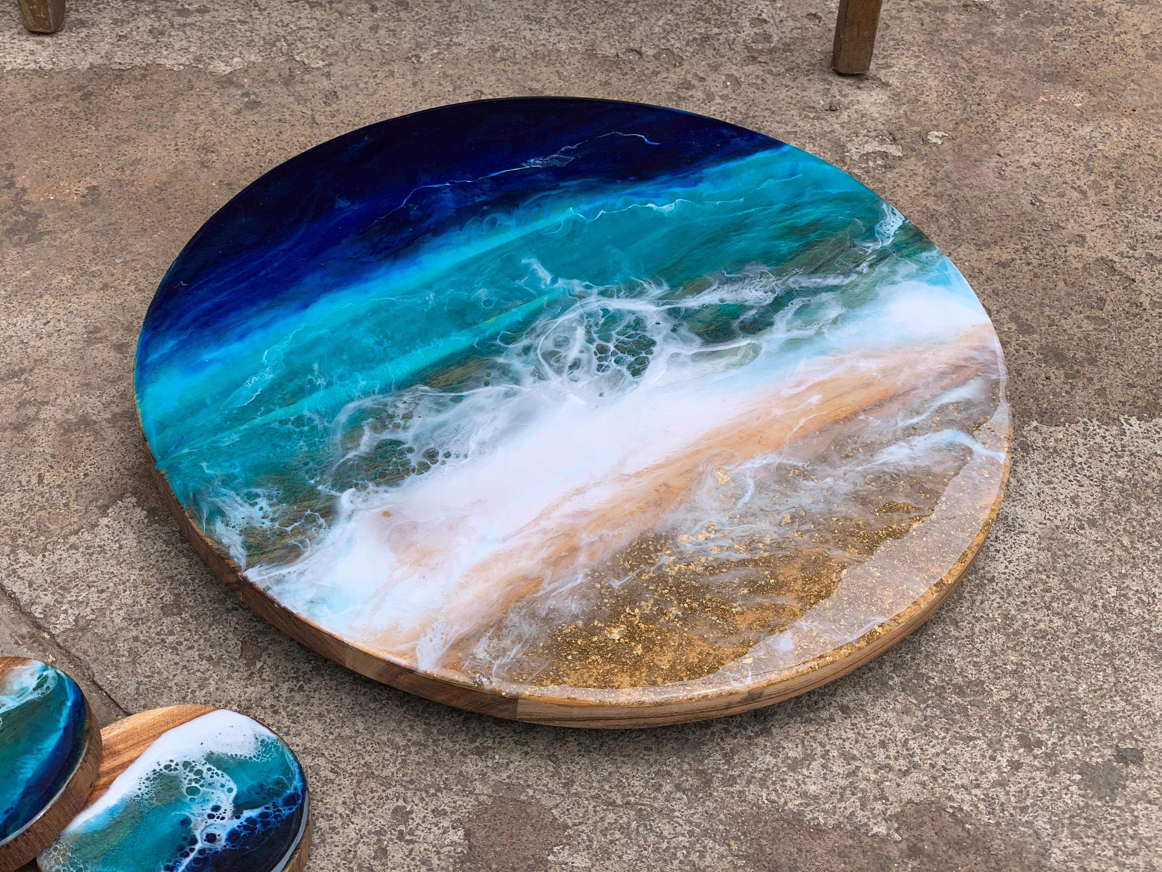 Beach Waves| Lazy Susan| serving board | surf board | Charcuterie Board | Christmas gift | gift | gift for her| waves | table decor |