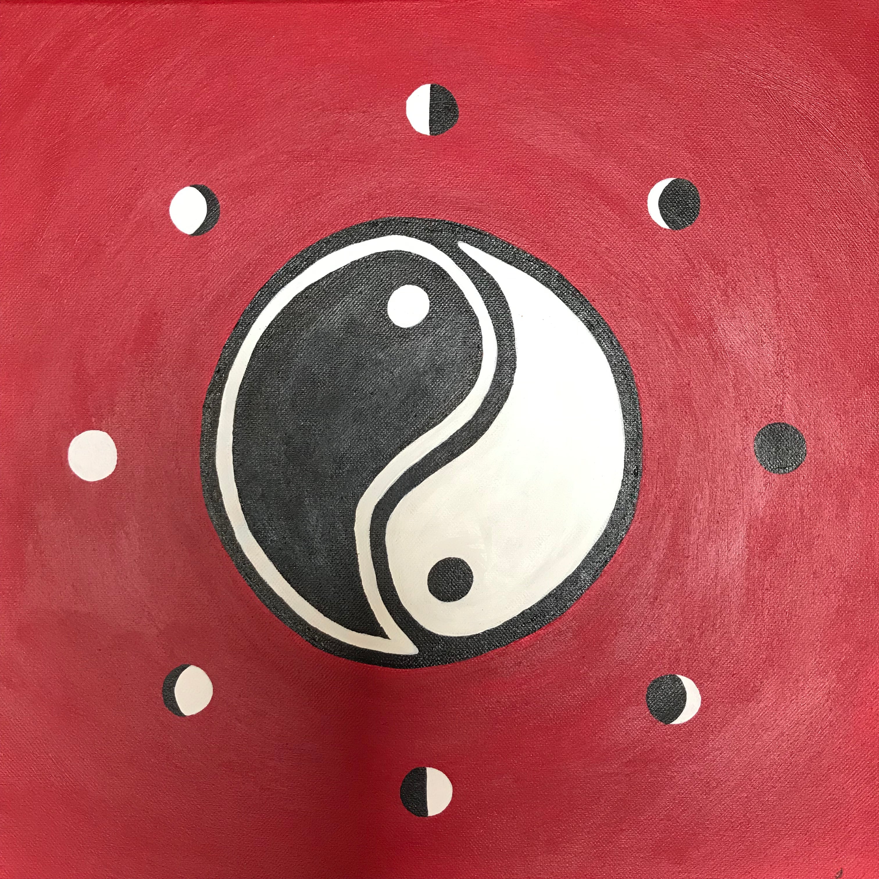 Painting - "Yin Yang with Moon Phases" (Acrylic on Canvas) Original