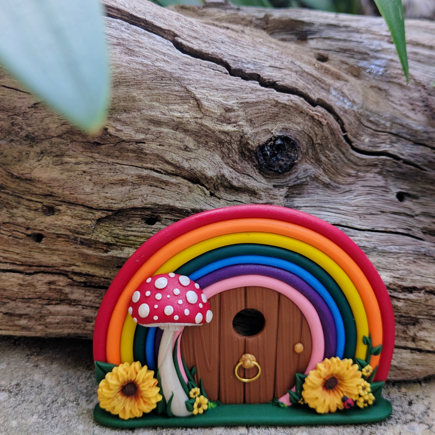 Mini Sunflower Rainbow Fairy Door
