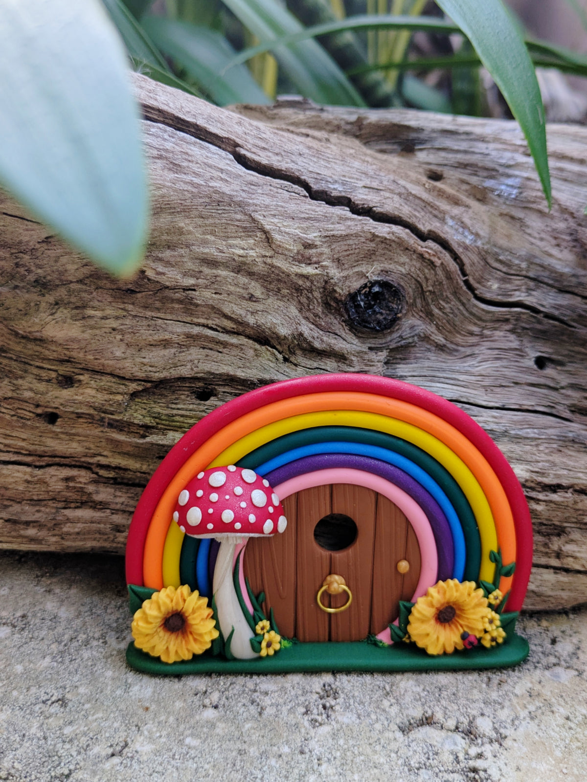 Mini Sunflower Rainbow Fairy Door
