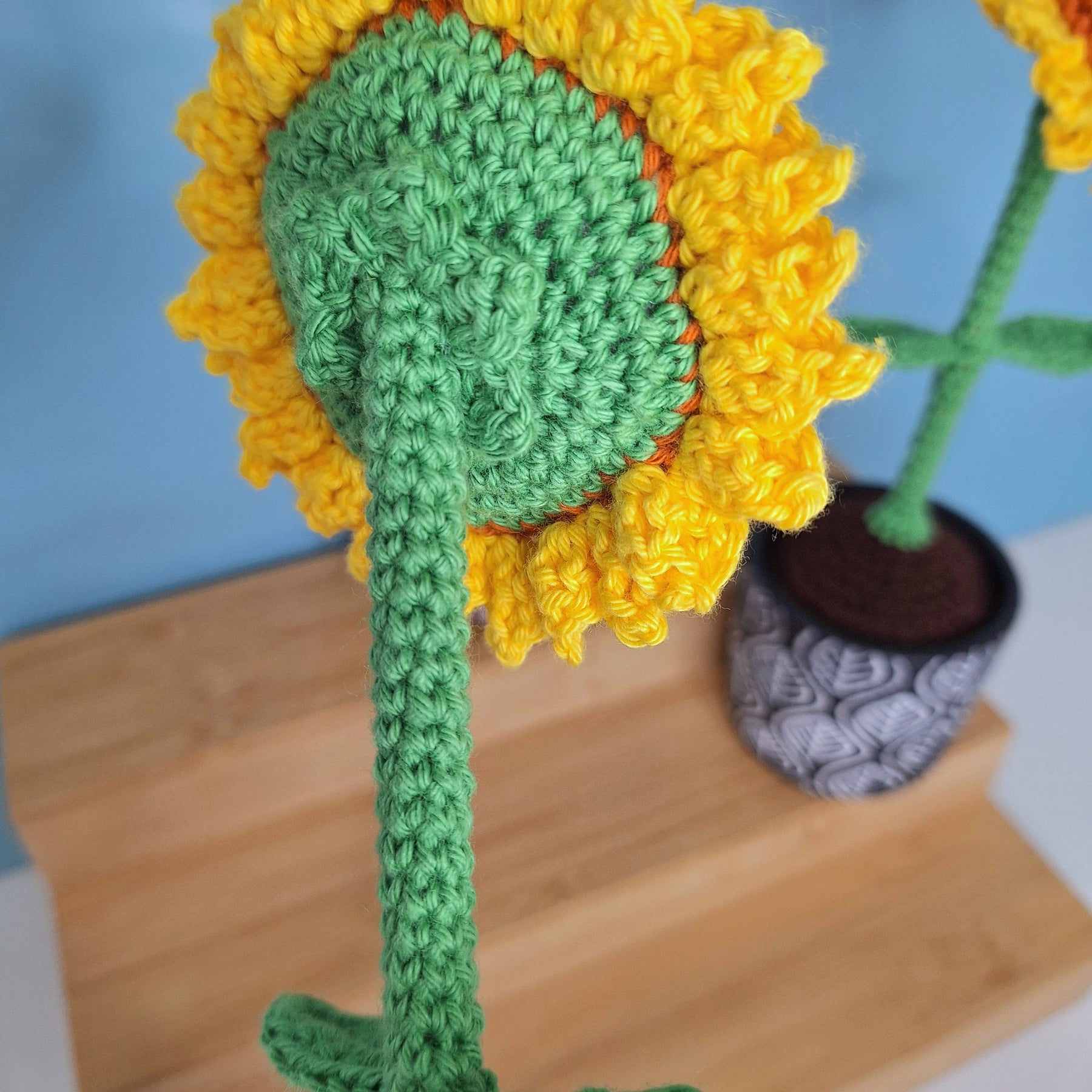 Stunning Crocheted Sunflower in a Decorative Pot