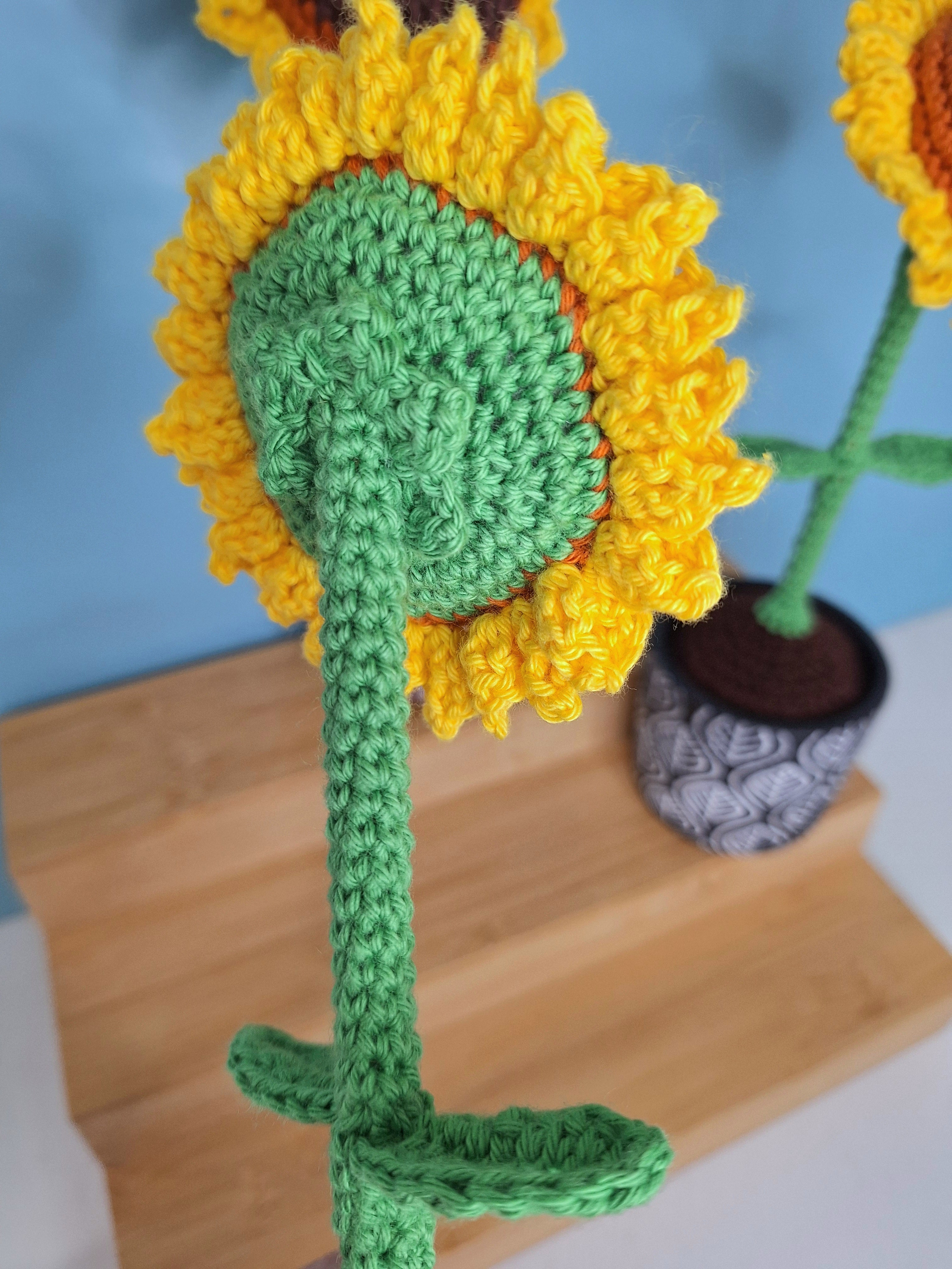 Stunning Crocheted Sunflower in a Decorative Pot