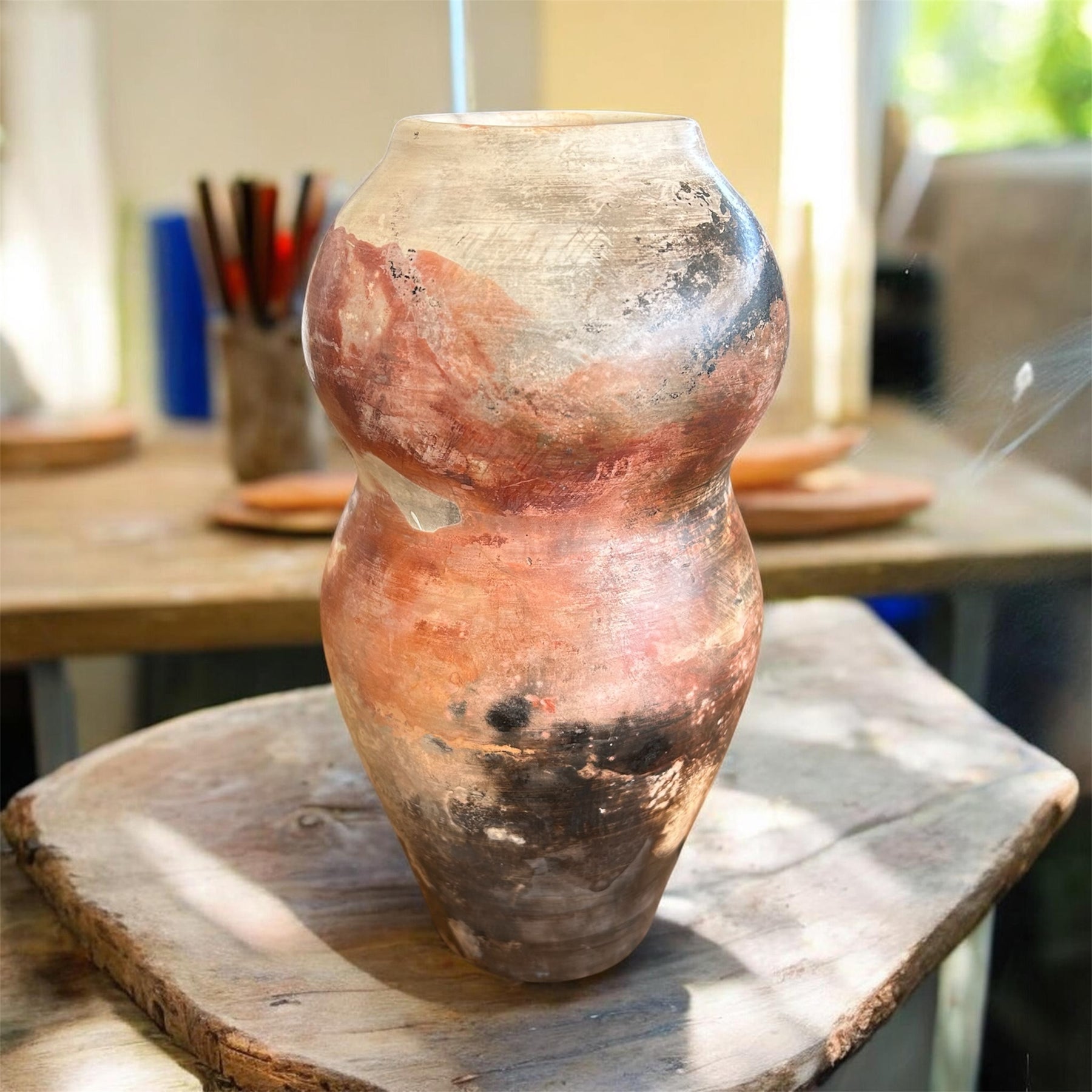Pit fired pottery feminine form