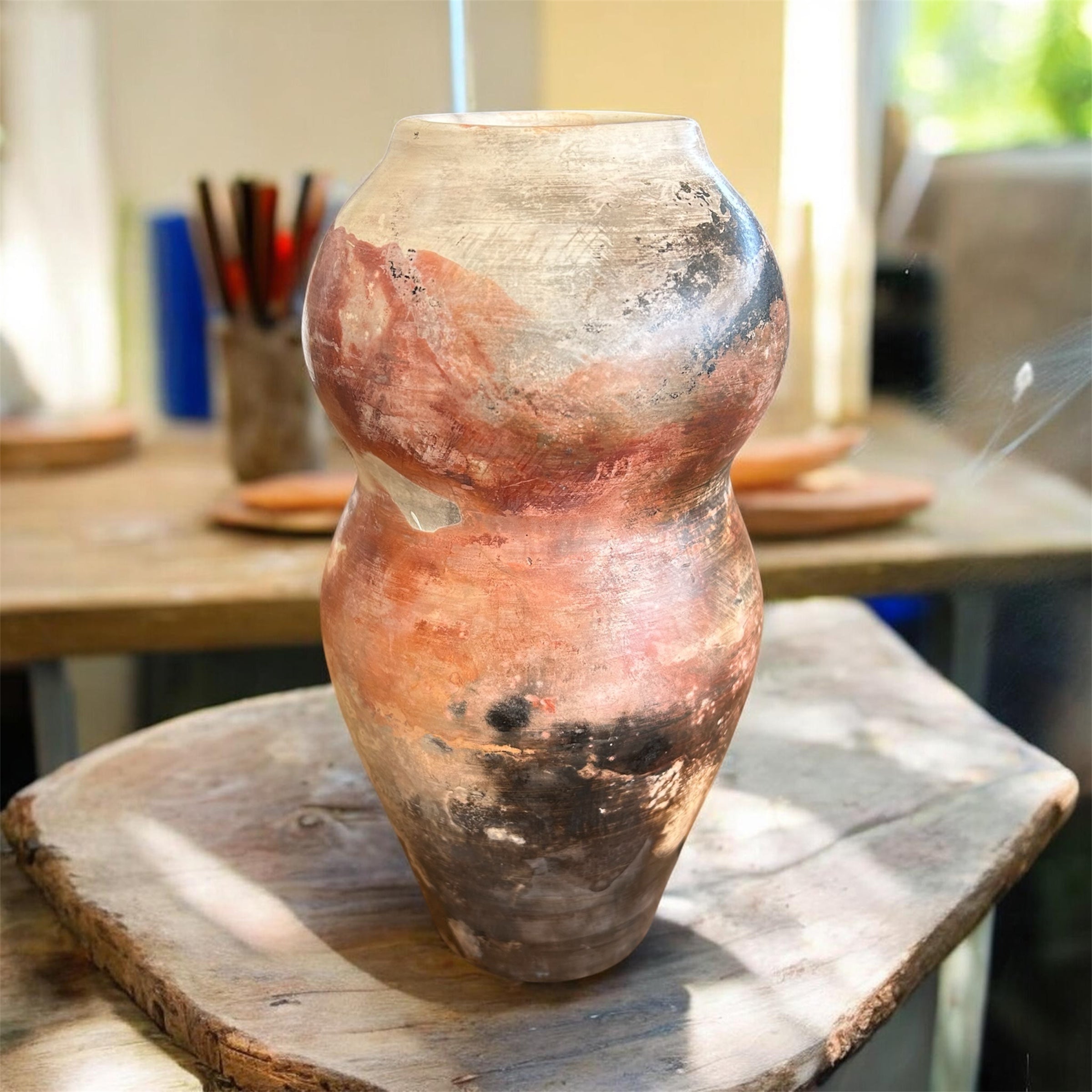 Pit fired pottery feminine form