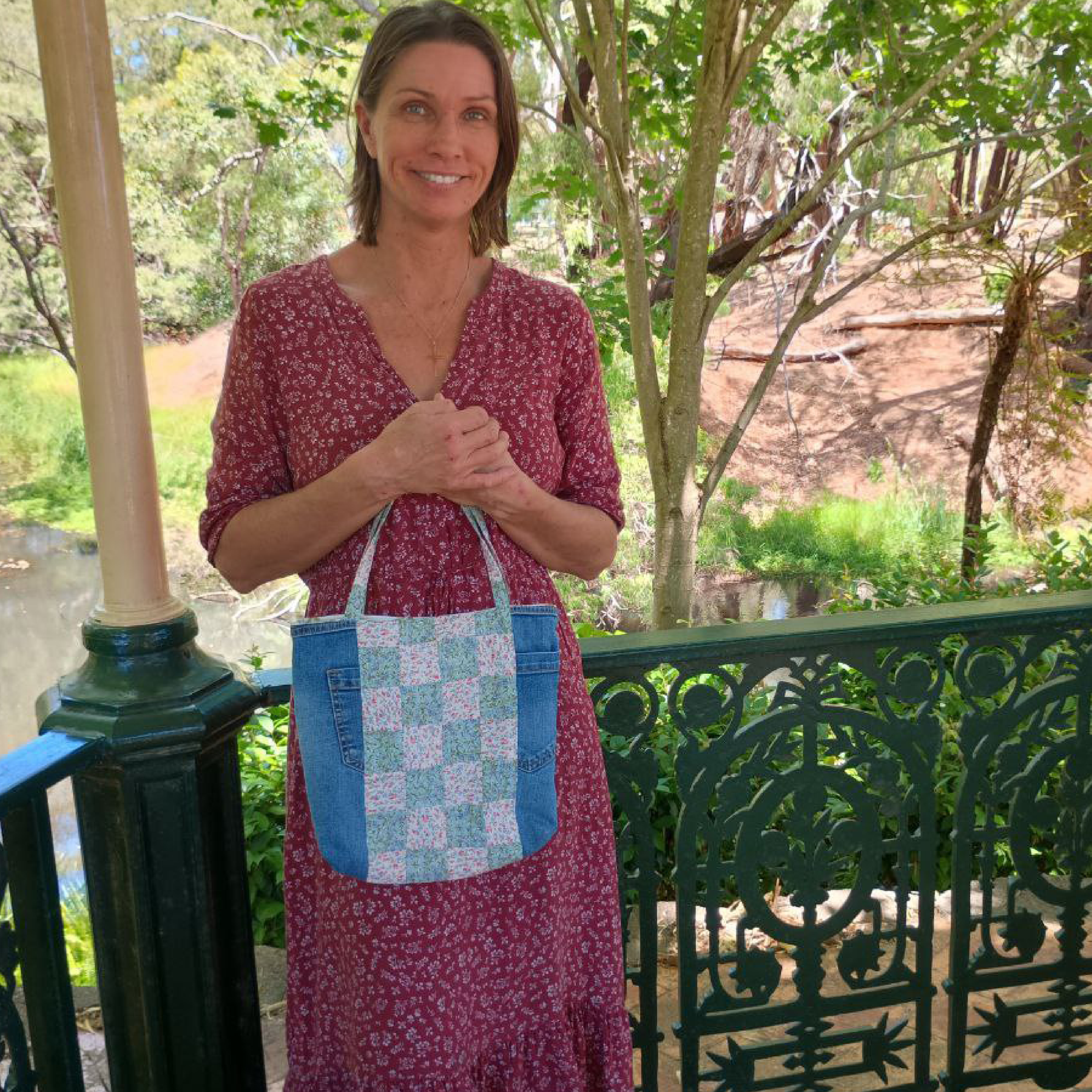 Secret Garden Handmade Tote Bag Upcycled Vintage Fabrics & Denim