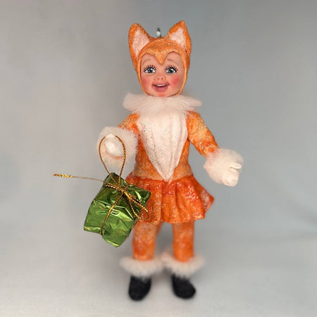 Handcrafted Spun Cotton Fox Christmas Tree Ornament