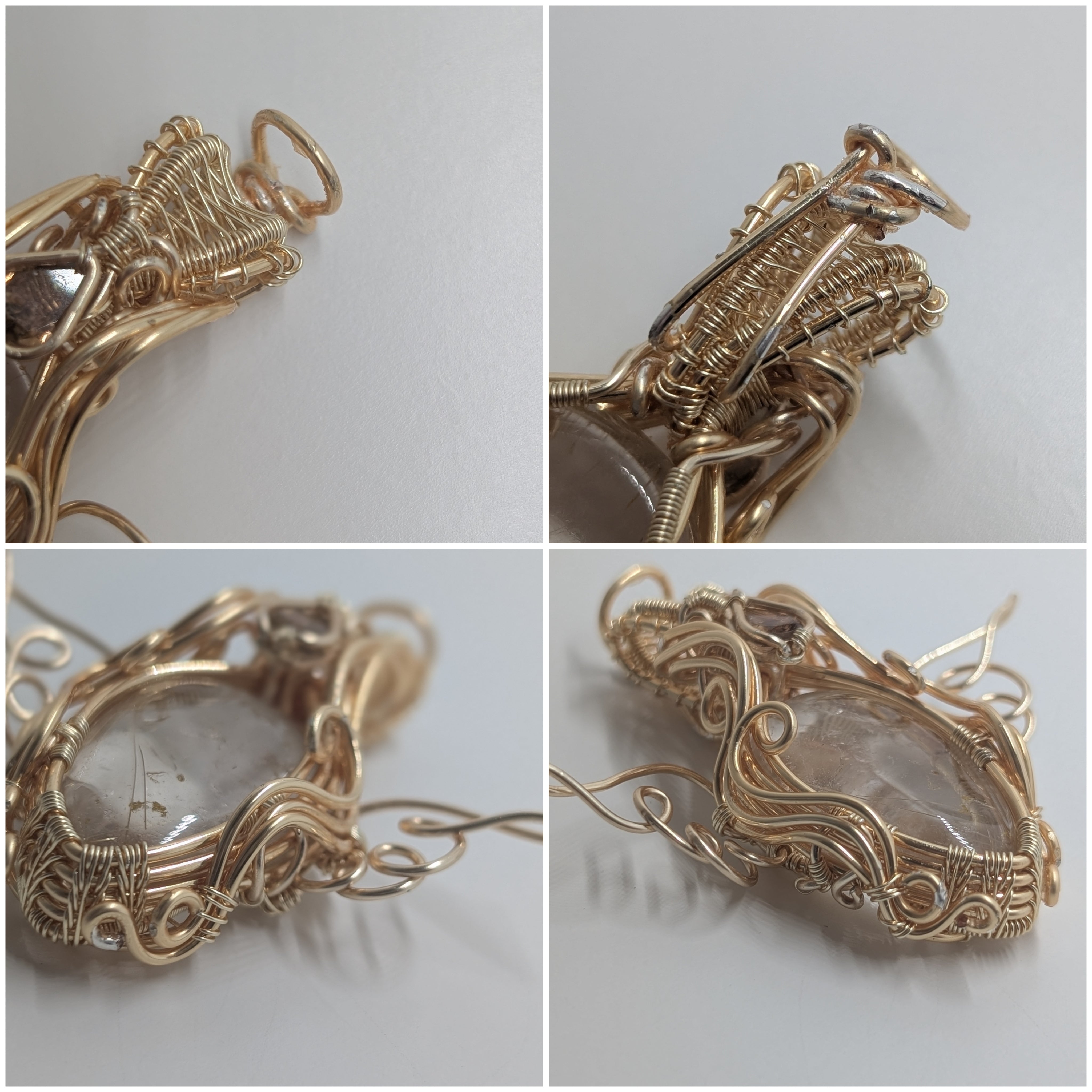 Aetheria - Golden Rutile Quartz with Tourmaline Facet in Gold Coloured Copper