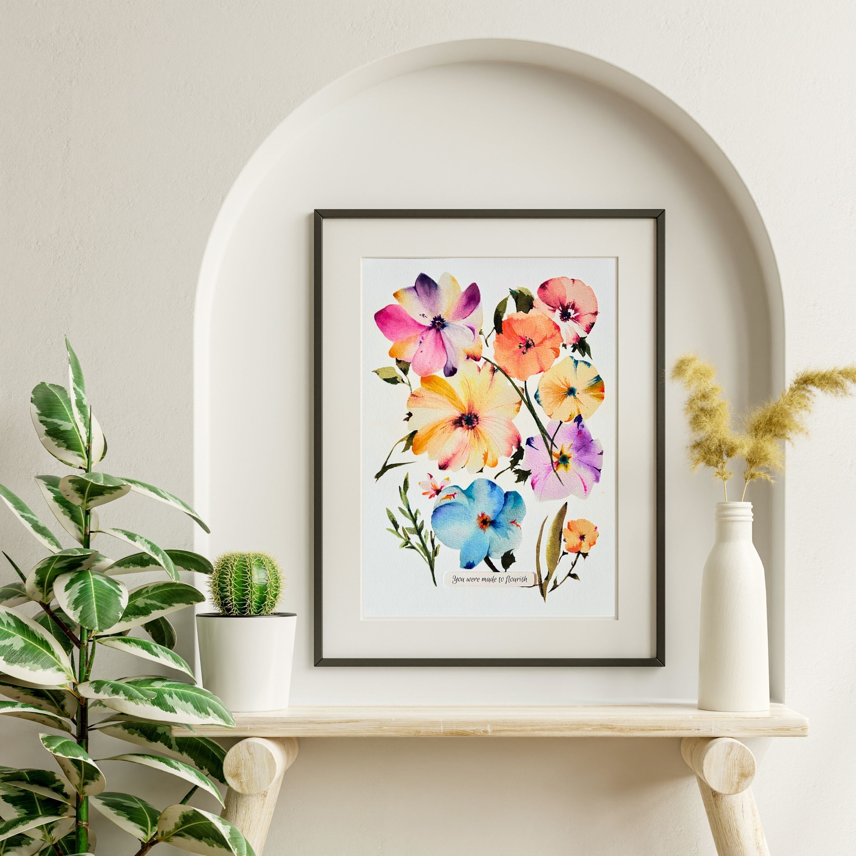 "Summer's Glow" | Archival Botanical Wall Art With Sentiment | Original Floral Watercolour | A4 Print