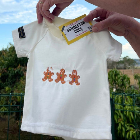 Gingerbread Men Tee | Sizes 00 | Handmade Baby Tees by Dumbleton Duds | FREE Postage $50+