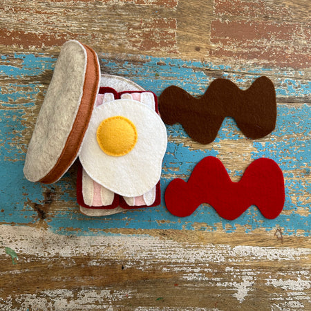Felt Play Food, Bacon & Egg Sandwich with Sauce Options