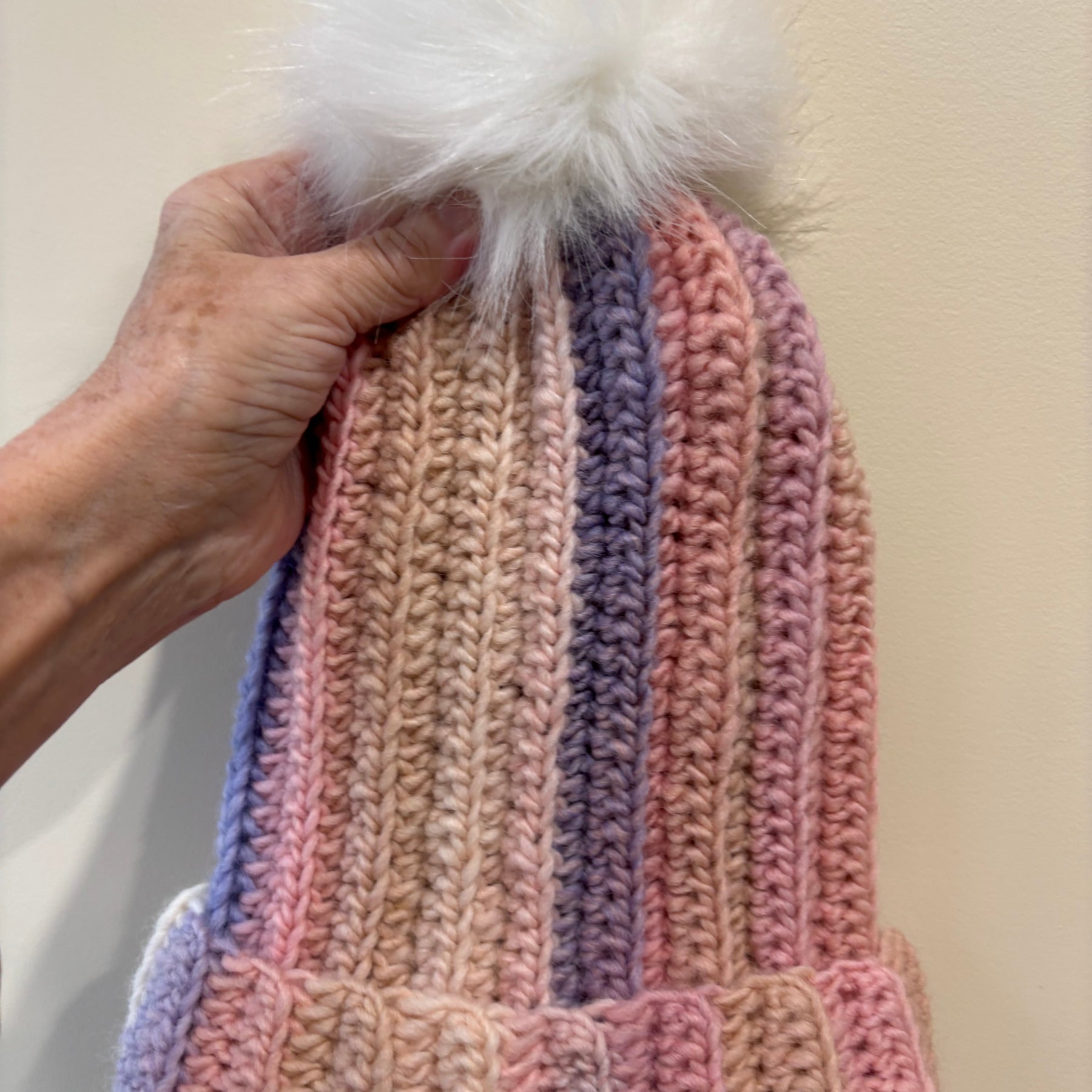 Hand Crocheted Beanie | Pastel Shades| With Pom Pom