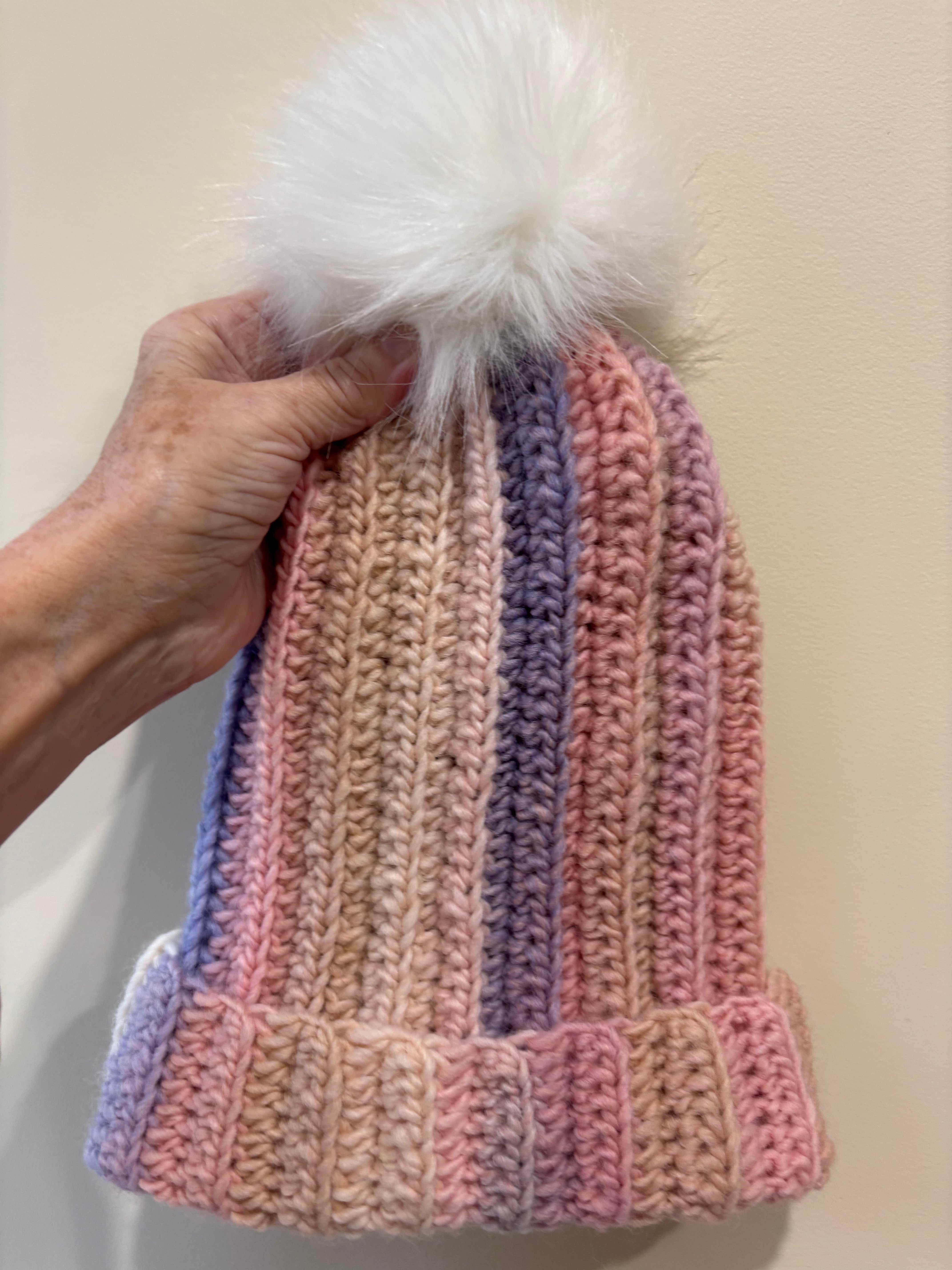 Hand Crocheted Beanie | Pastel Shades| With Pom Pom