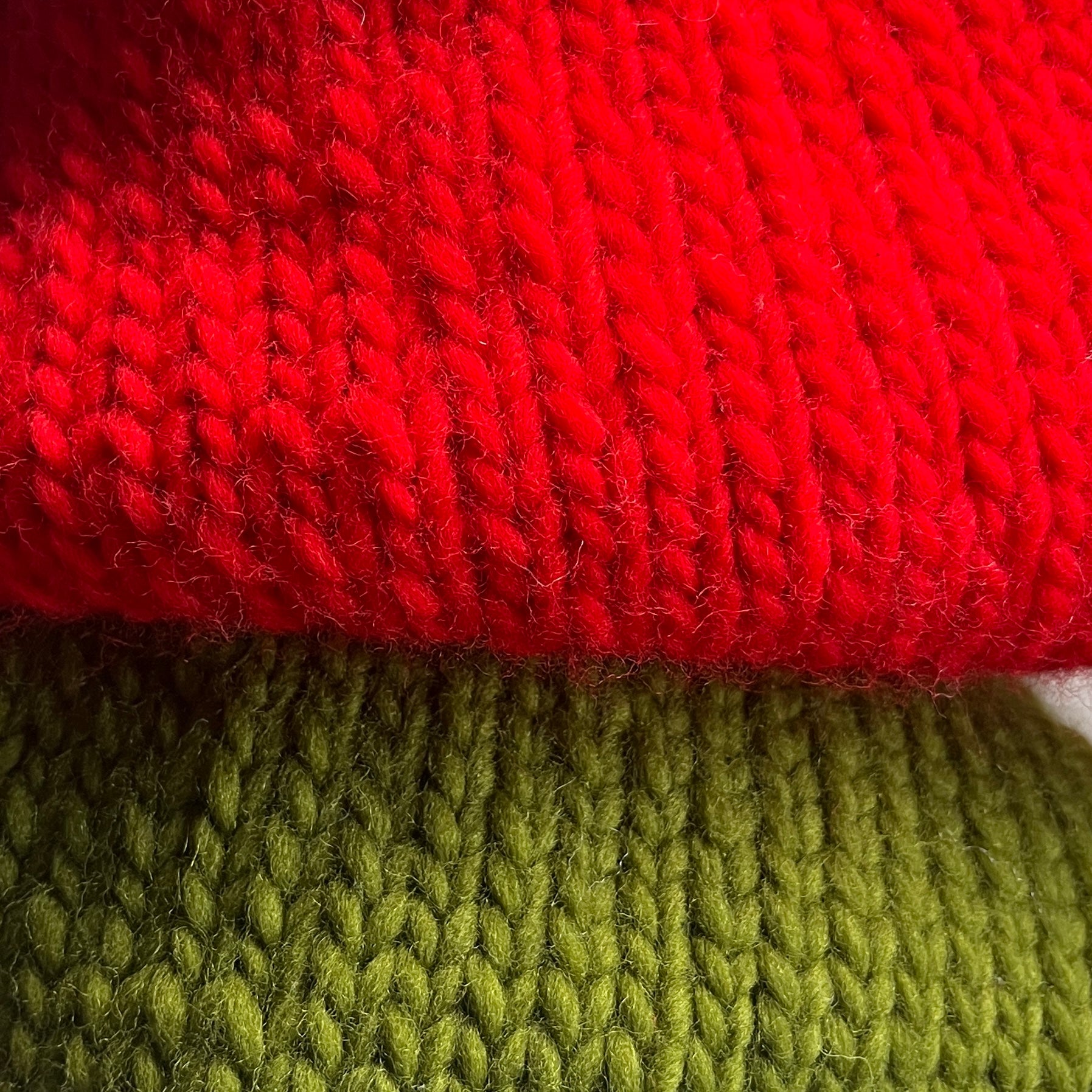 Hand knit chunky merino wool Christmas stocking