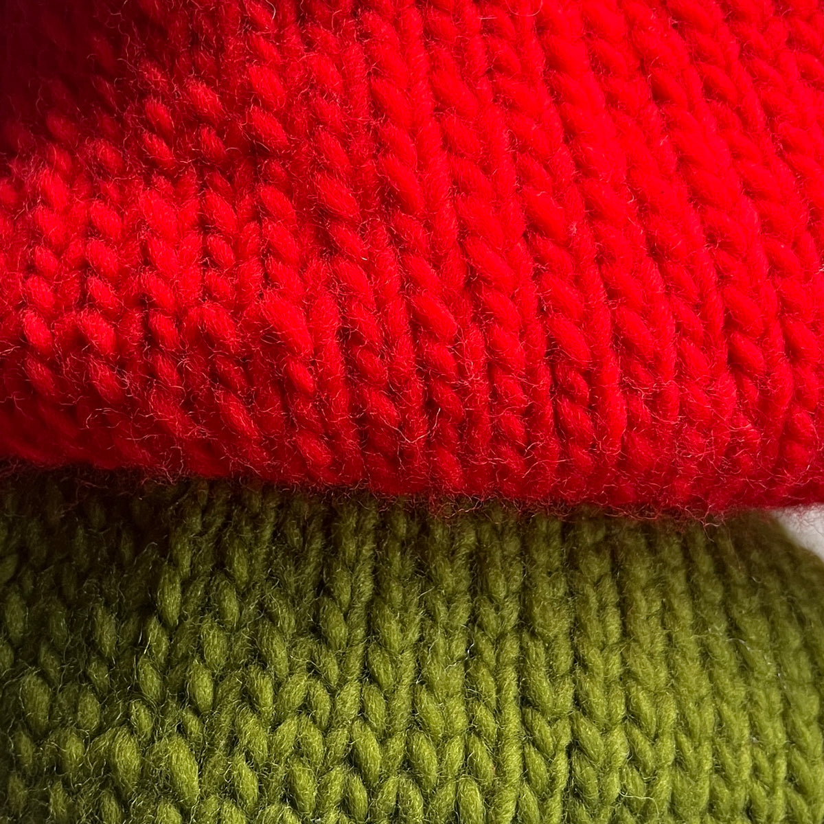 Hand knit chunky merino wool Christmas stocking