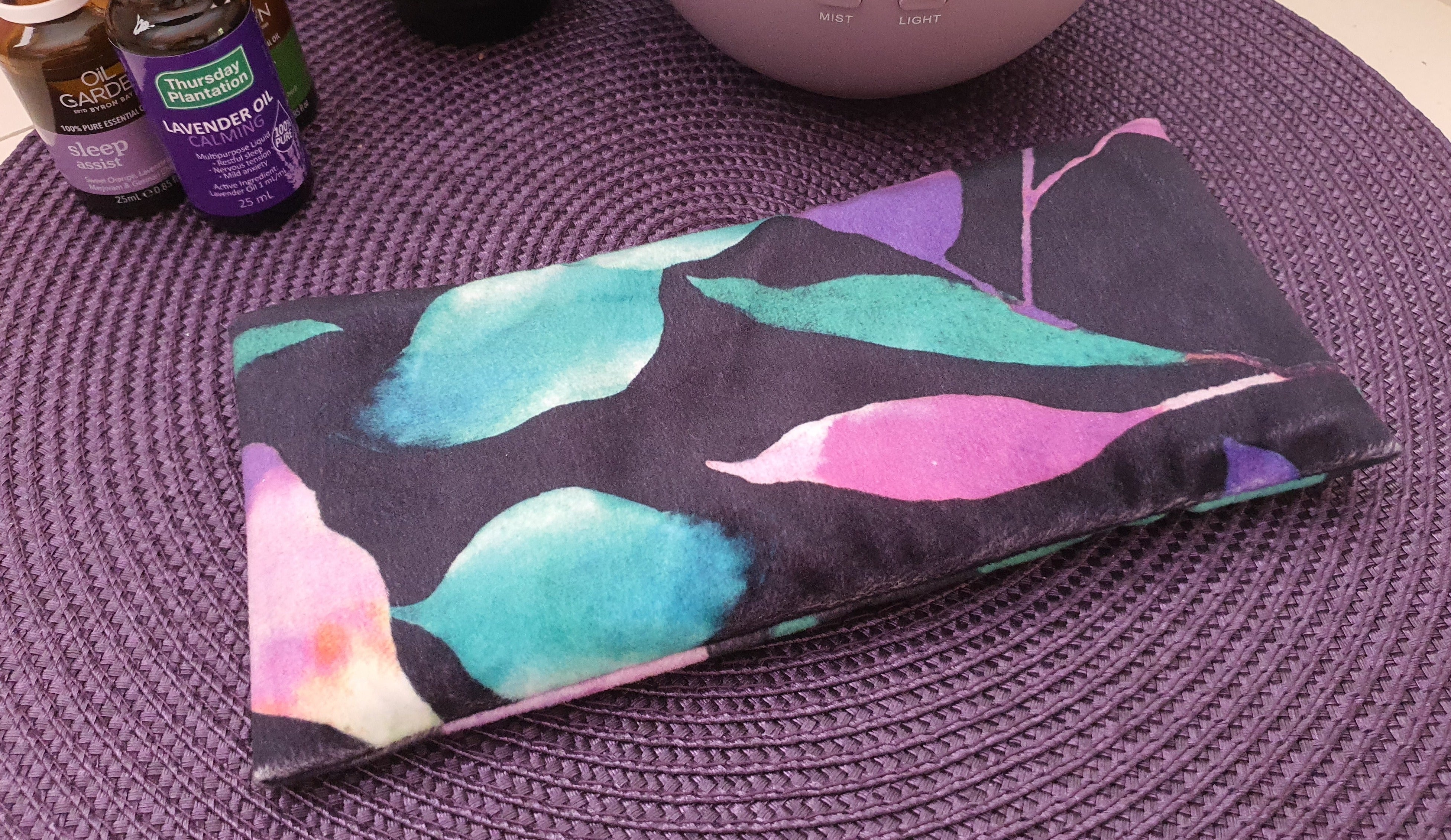 Aromatherapy Cotton EYE PILLOWS - Floral Black Velvet