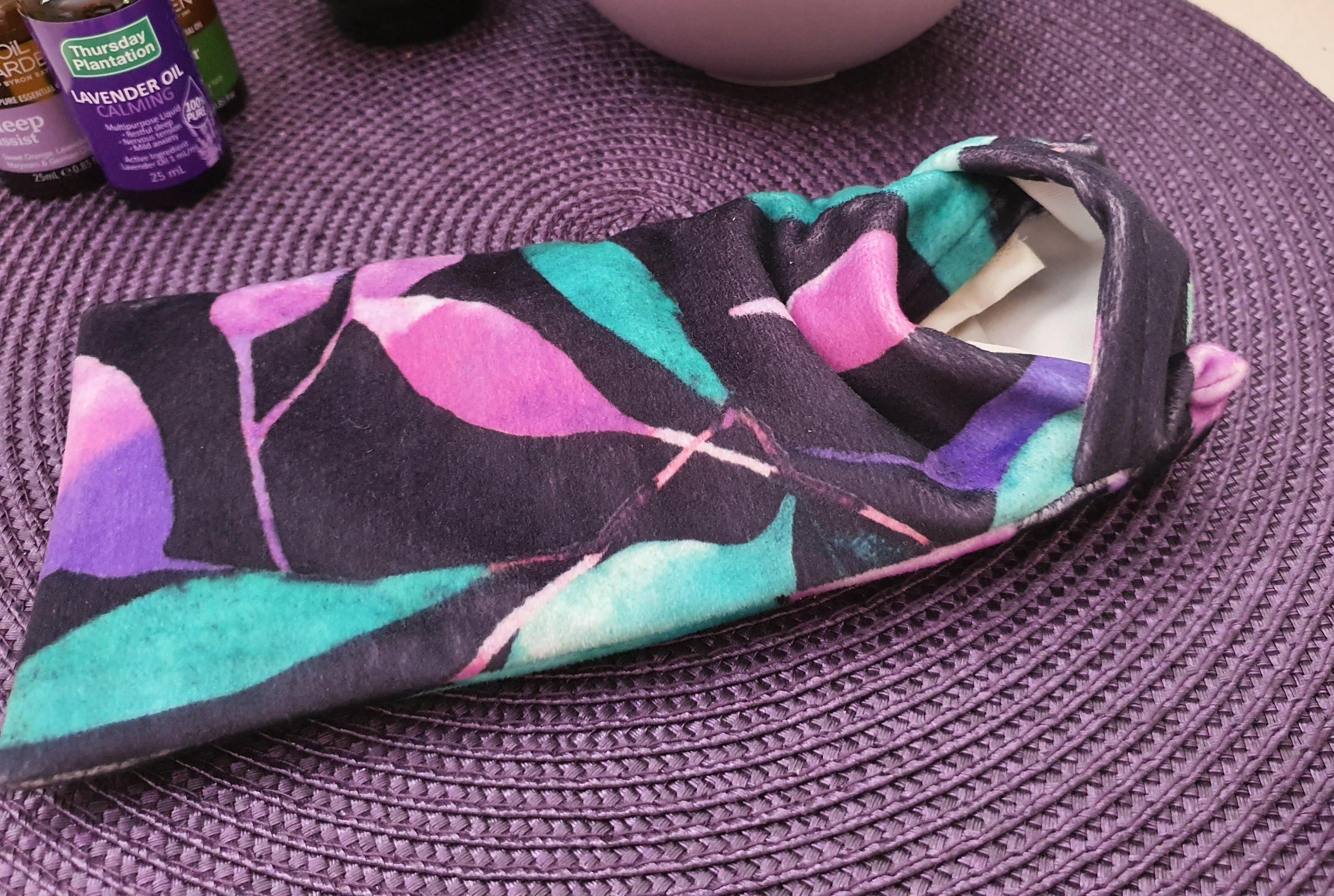 Aromatherapy Cotton EYE PILLOWS - Floral Black Velvet