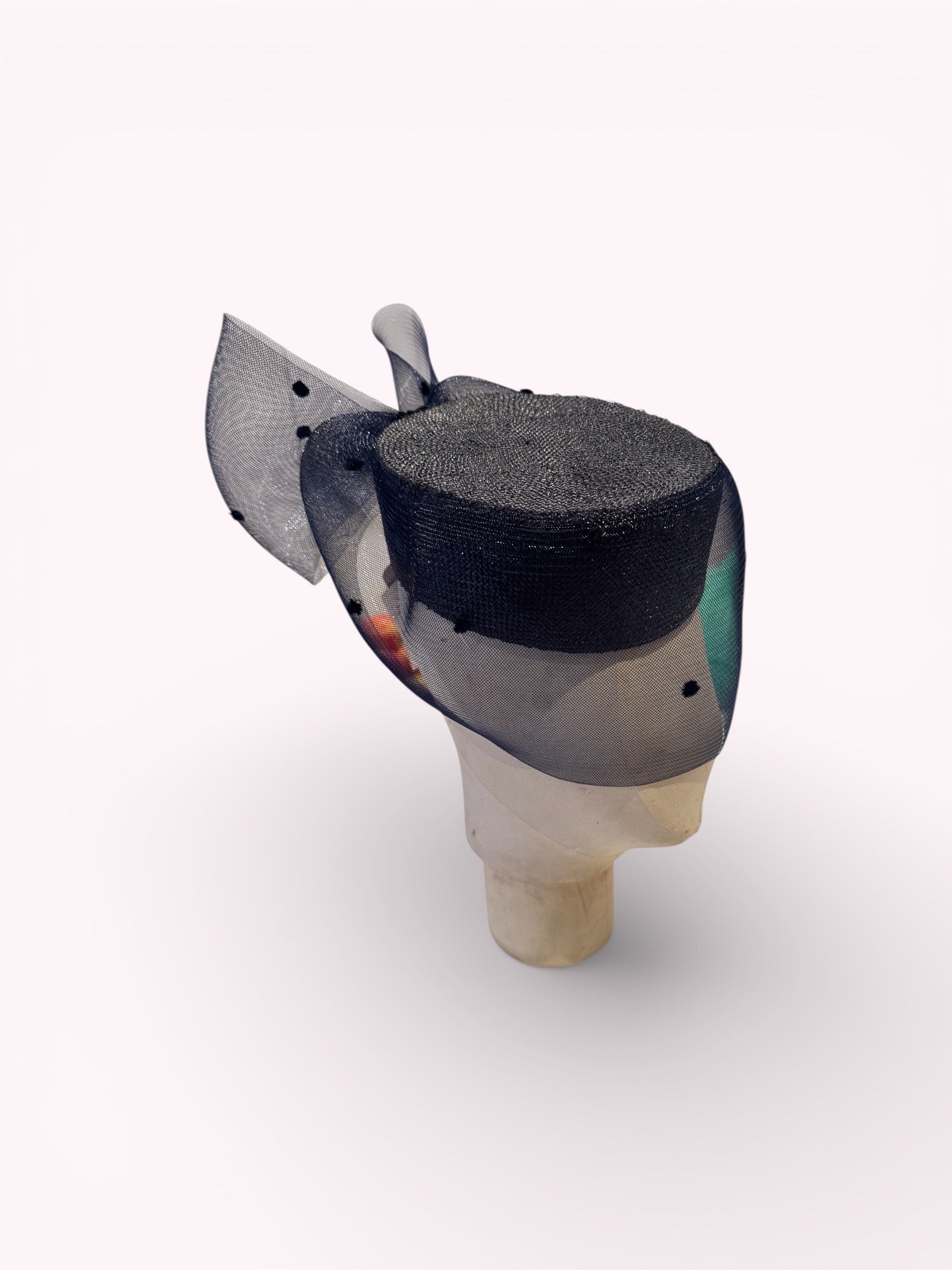 Navy Pillbox with Veiling