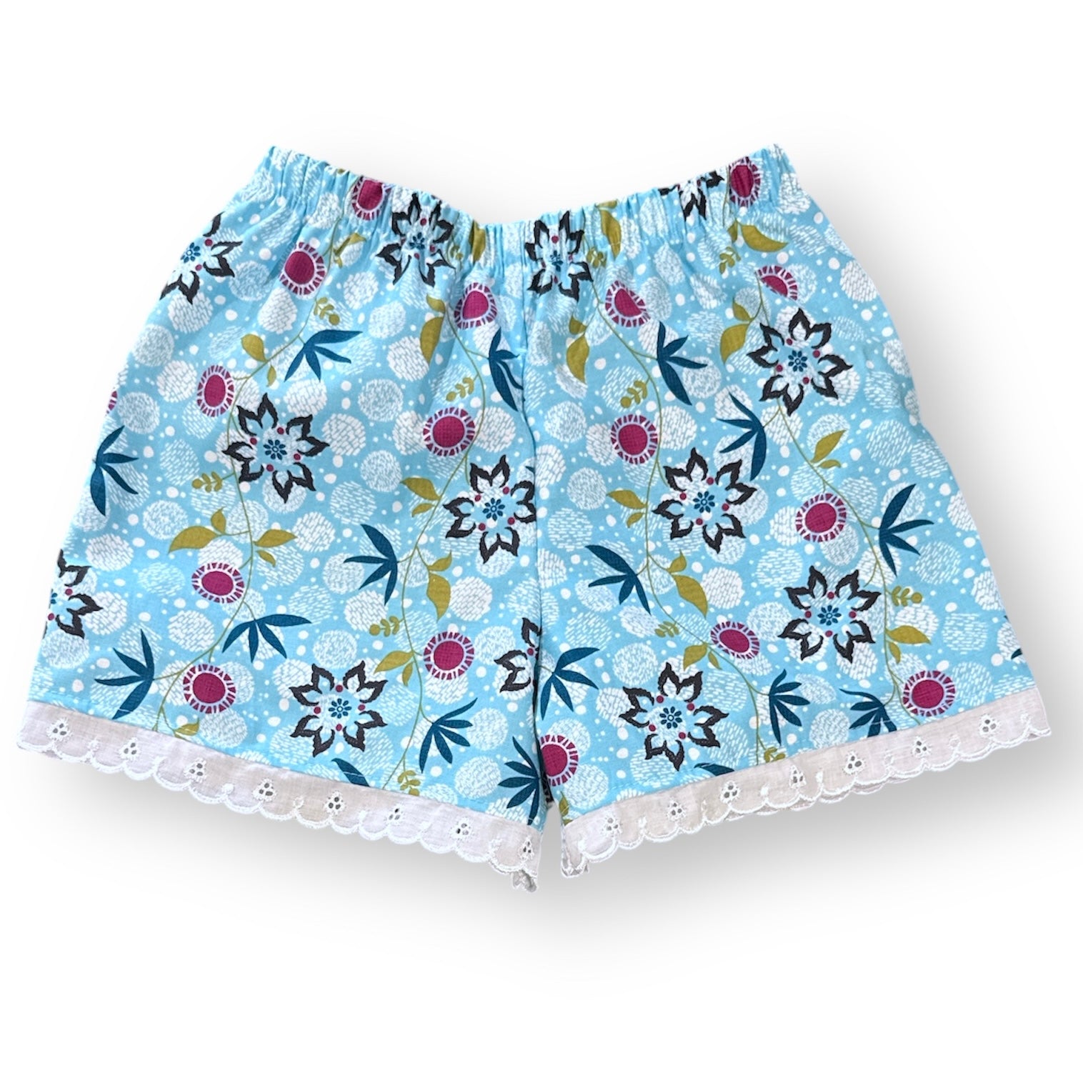 Girls Cotton lace hem Shorts - MIXED PRINTS AND SIZES