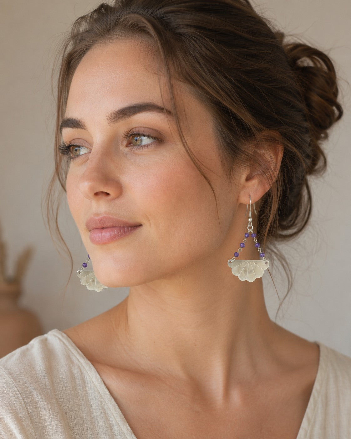 Japanese Iced Tea Spoon Earrings – Amethyst Edition