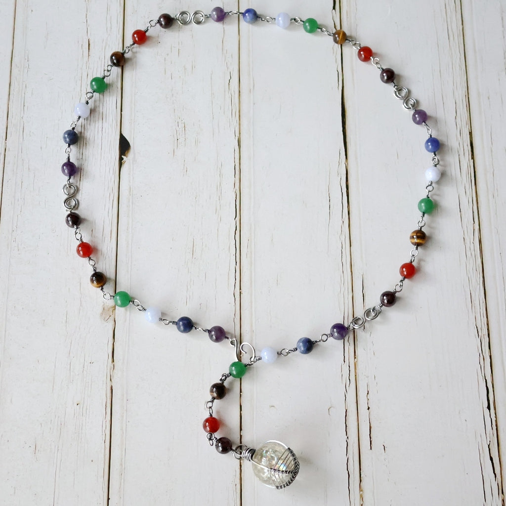 RESERVED ~ Long Chakra Necklace ~ Handcrafted with Australian Made Sterling Silver