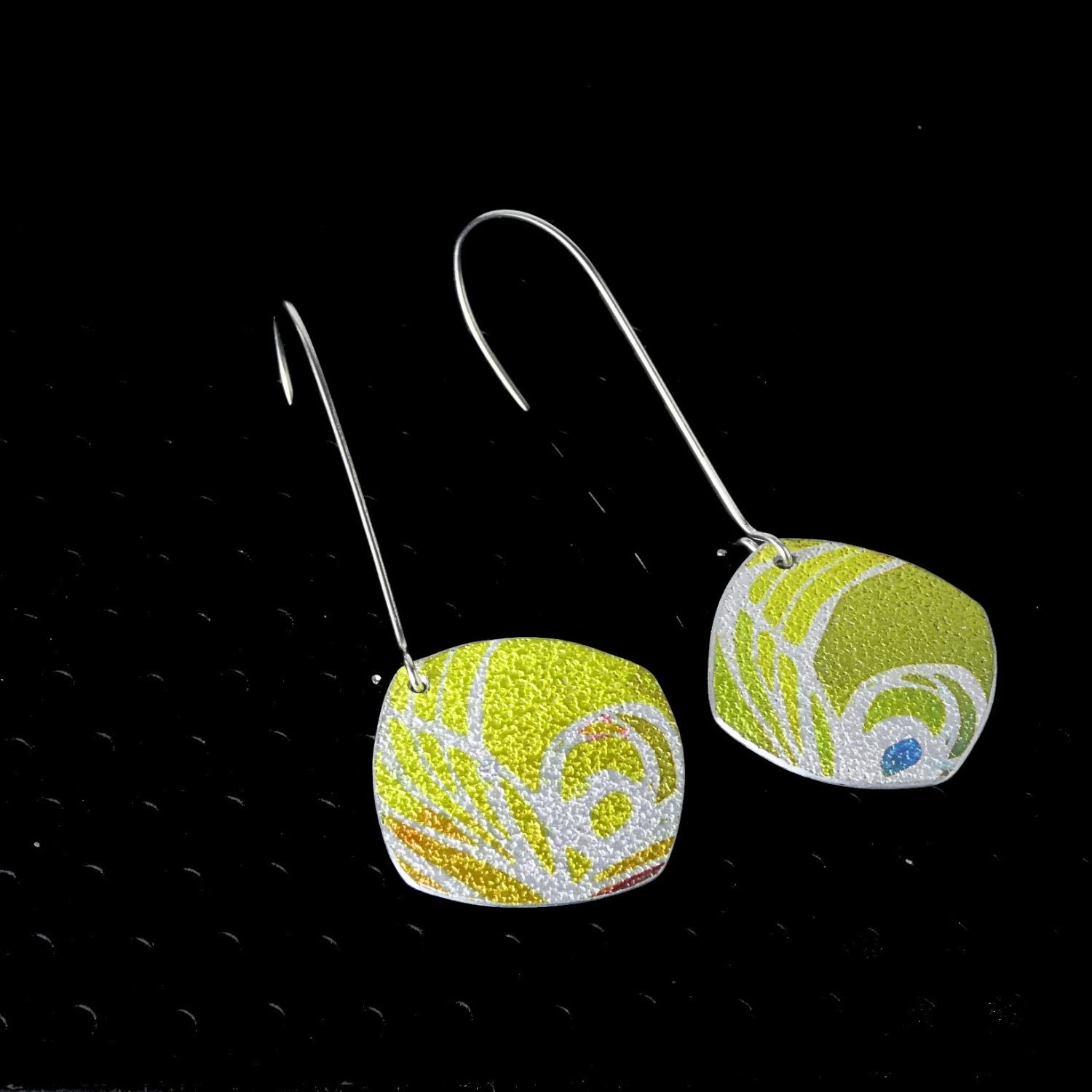 Anodised aluminium earrings hand printed Tropical Dream Collection - A246