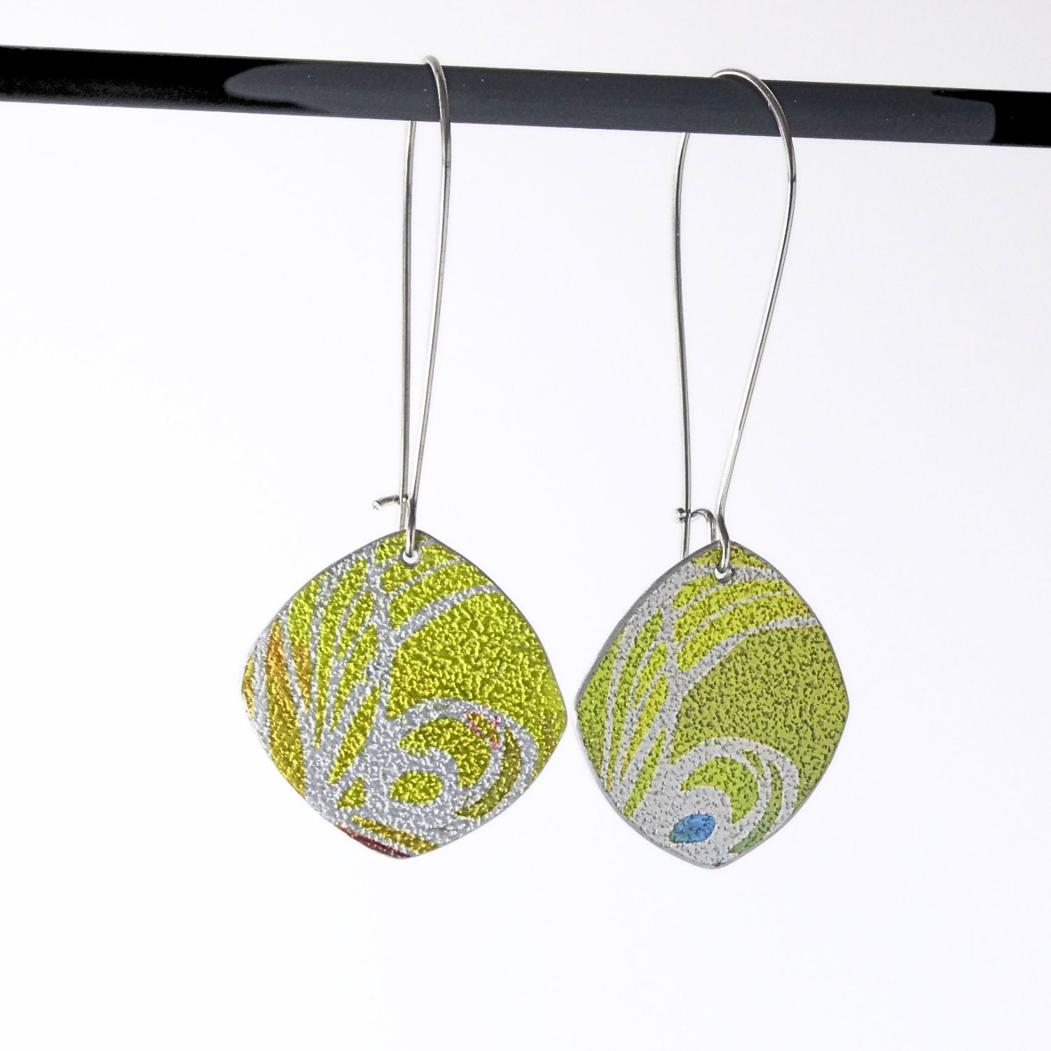 Anodised aluminium earrings hand printed Tropical Dream Collection