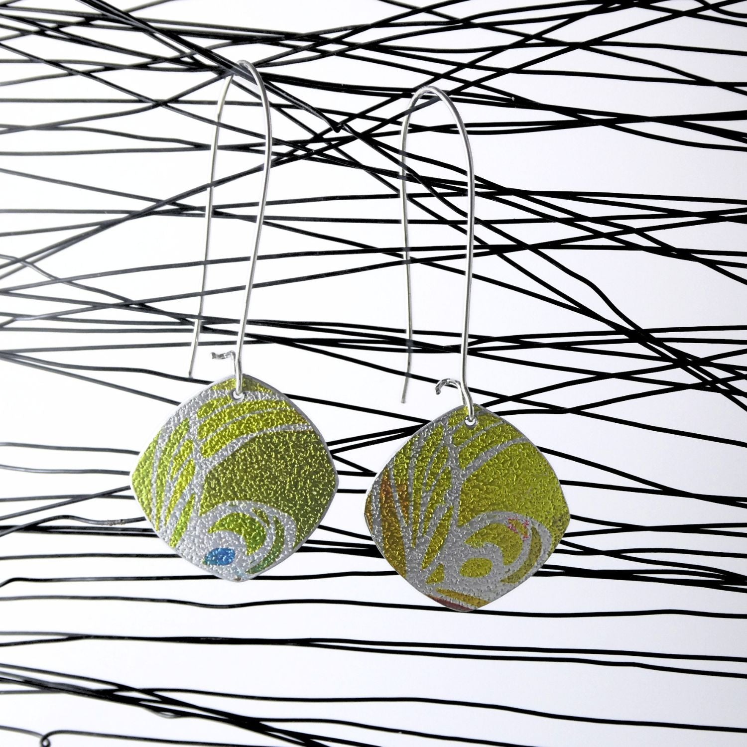 Anodised aluminium earrings hand printed Tropical Dream Collection