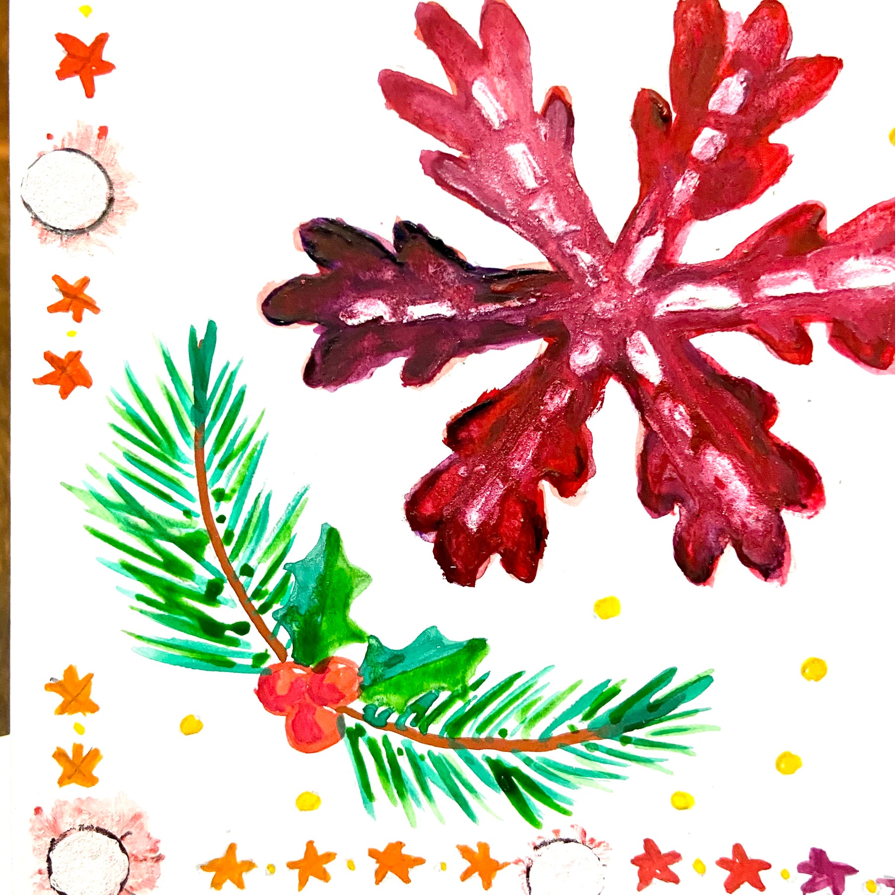 Hand Painted Christmas Card - red version