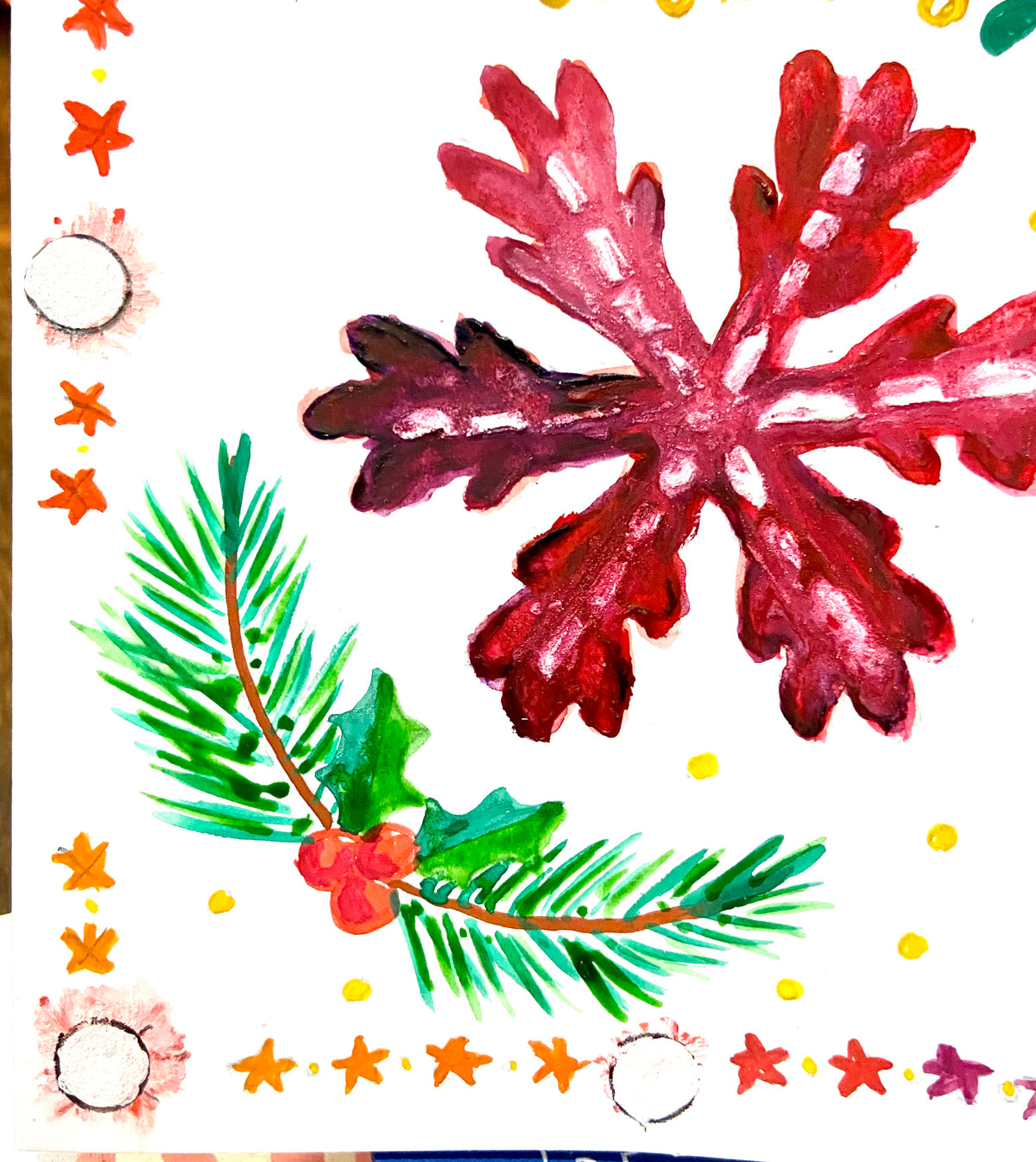 Hand Painted Christmas Card - red version