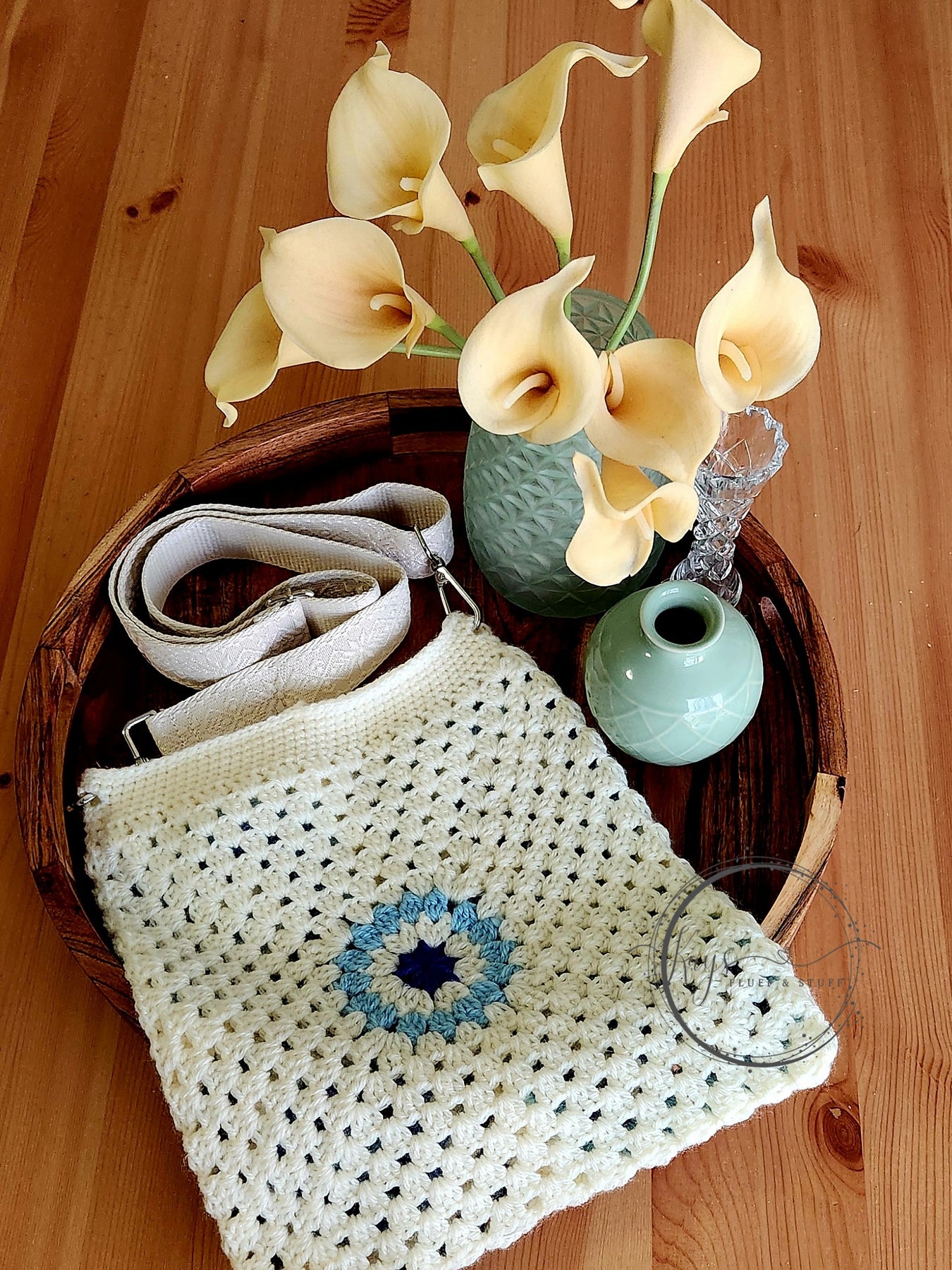 Handmade Blue & White Crochet Bag