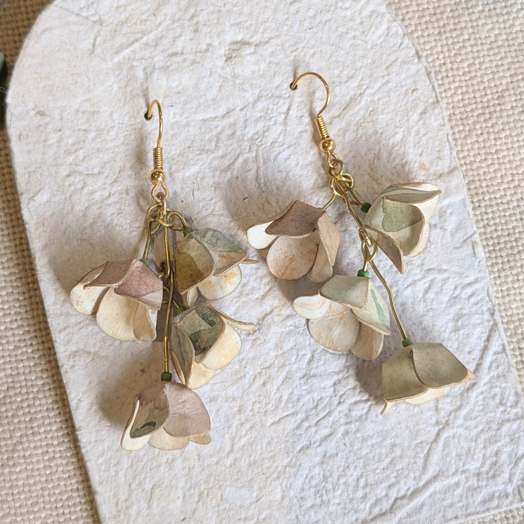 Watercolour Lily of the Valley Flower Earrings – Handmade Paper Dangle Earrings