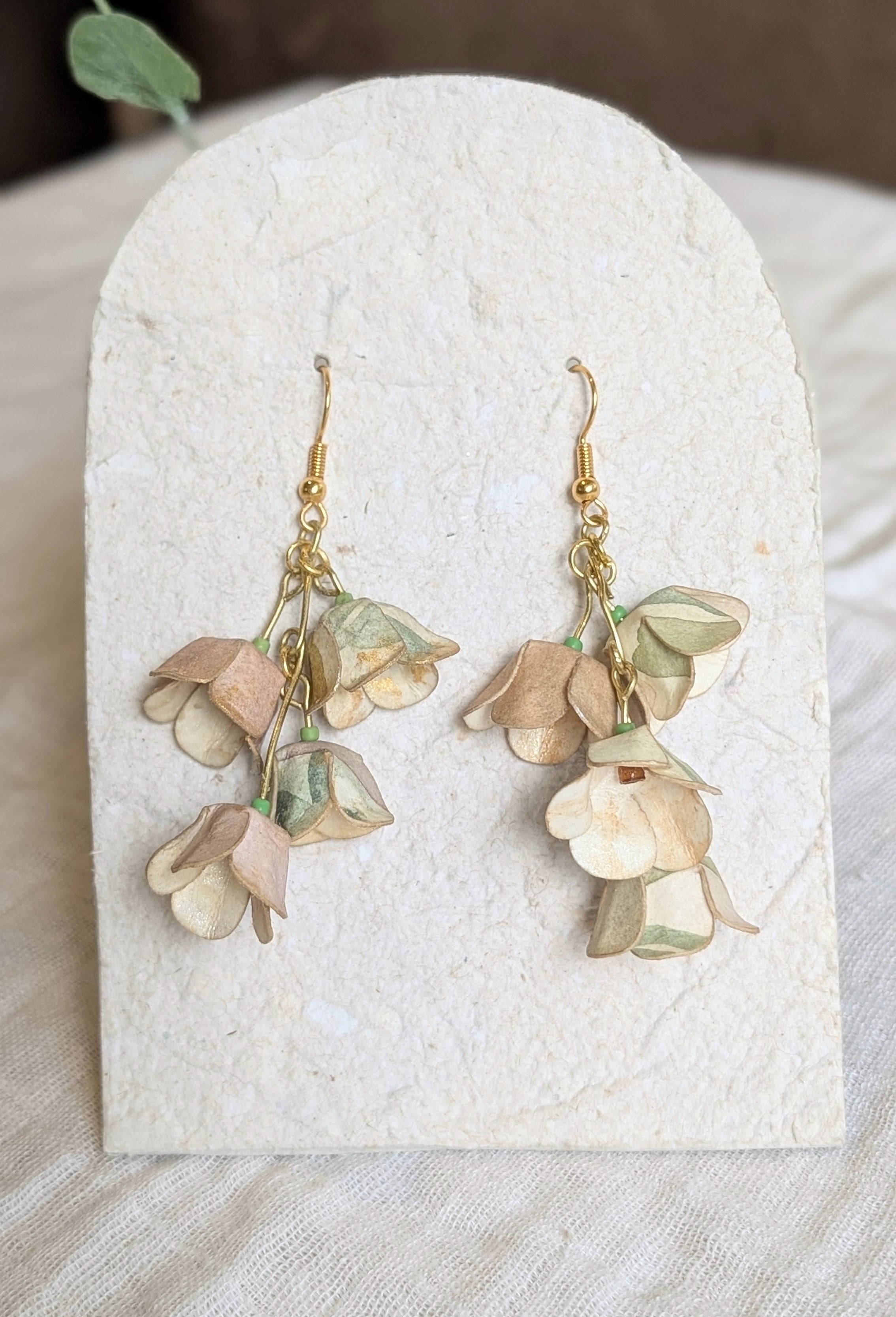 Watercolour Lily of the Valley Flower Earrings – Handmade Paper Dangle Earrings