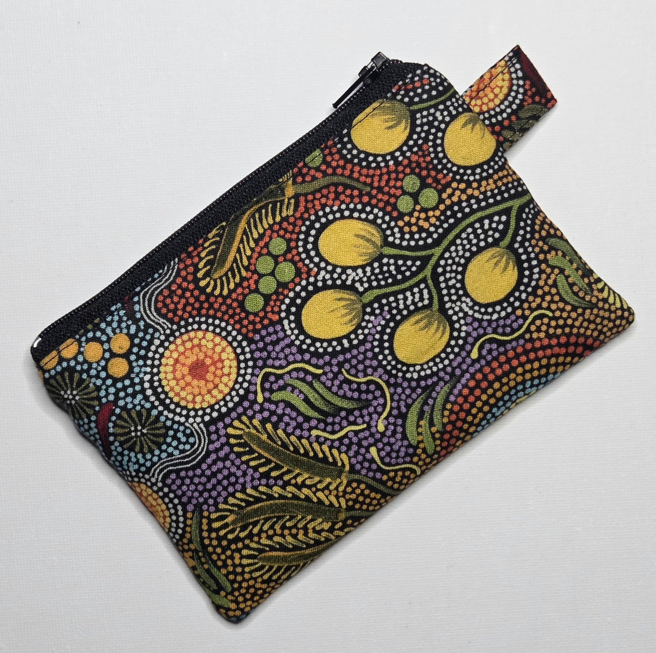 Small Double Pocket Pouch in dot print fabric