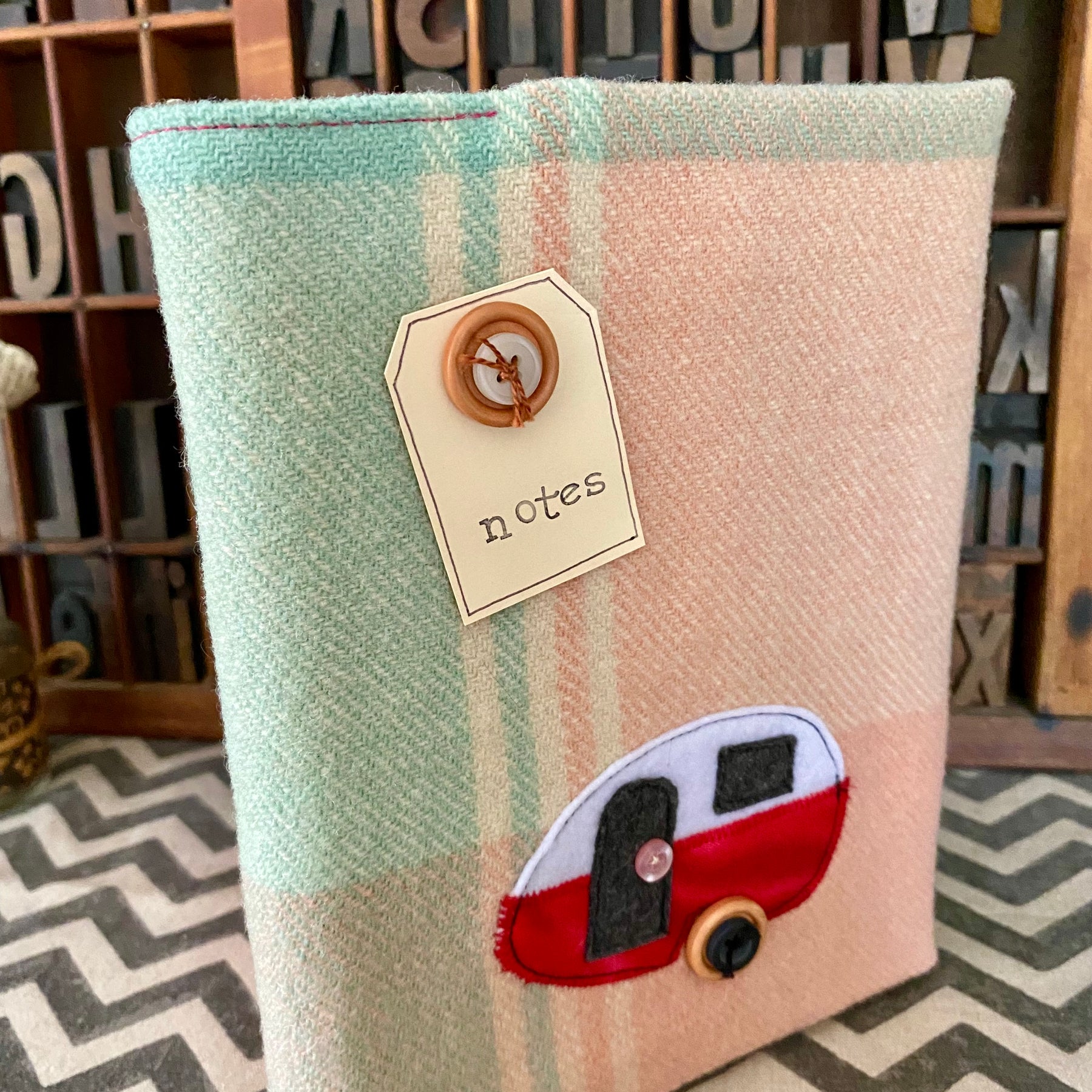 A5 Upcycled Notebook Vintage Caravan - Multi