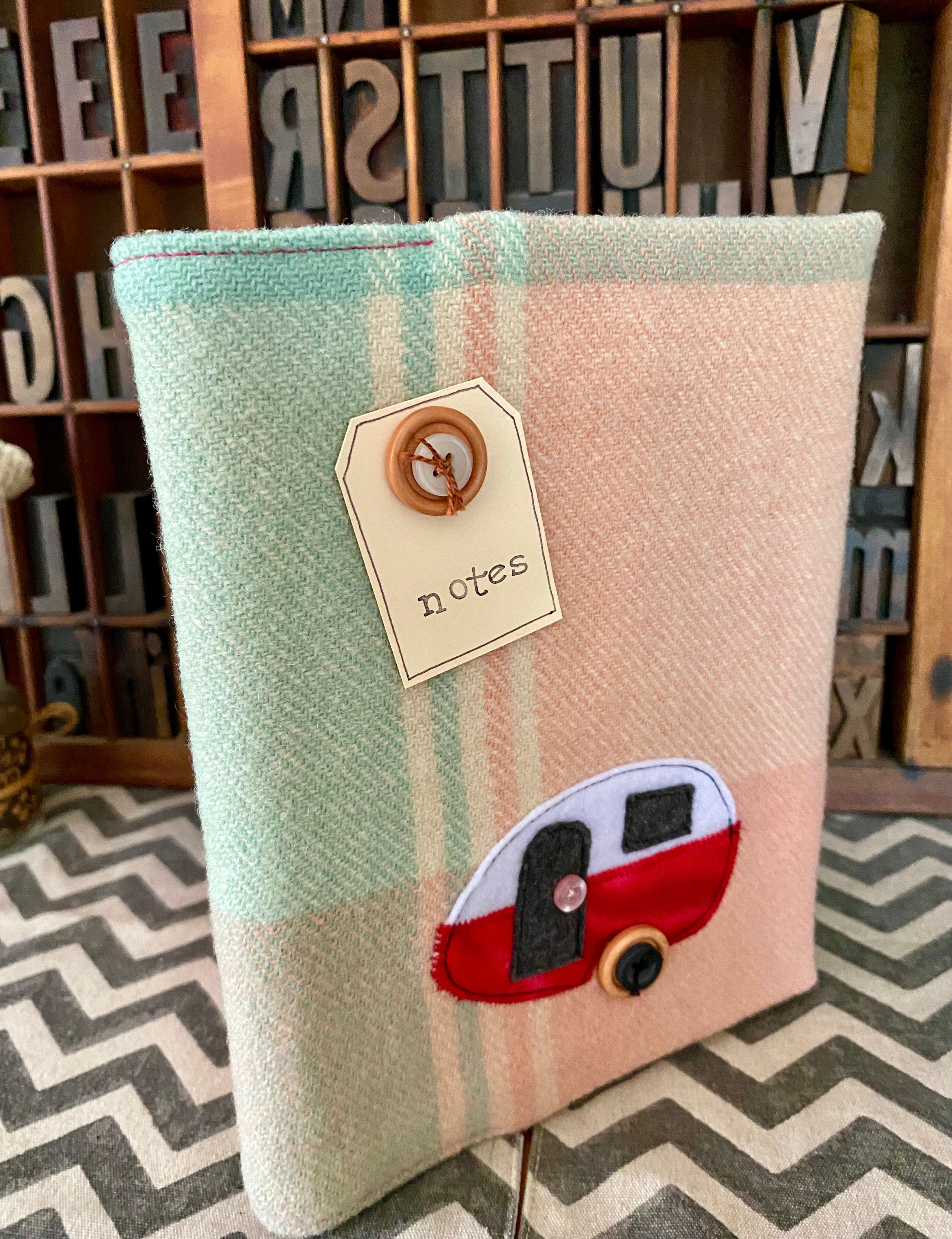 A5 Upcycled Notebook Vintage Caravan - Multi