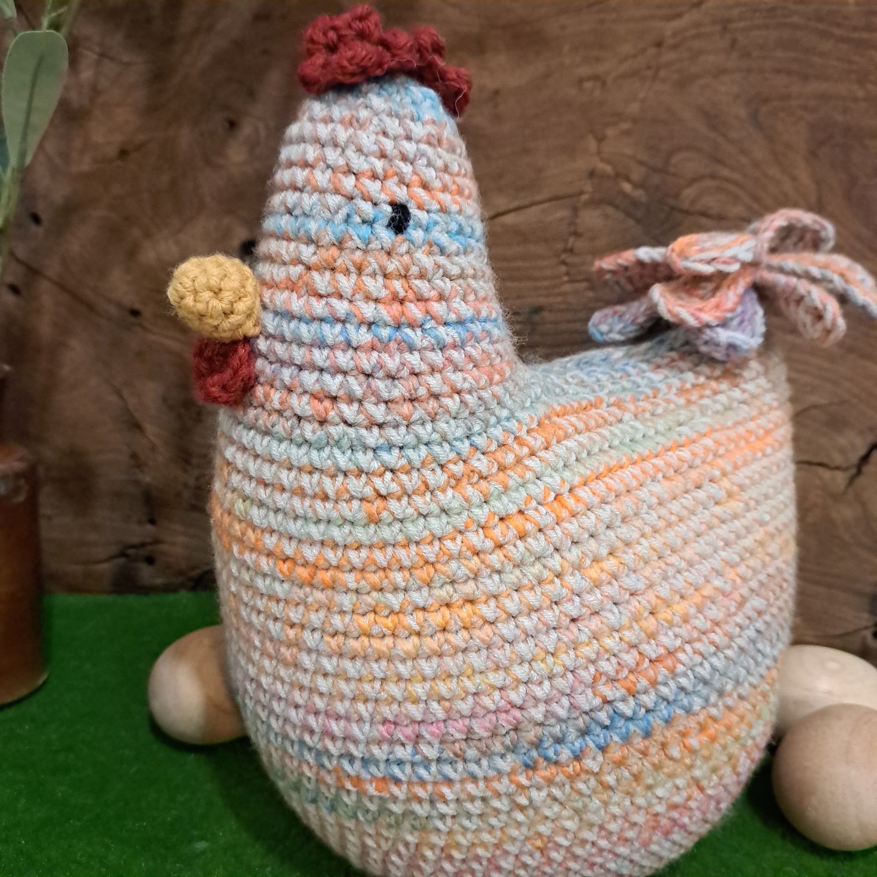 Crochet chicken pillow/cushion/toy/ pastel colours