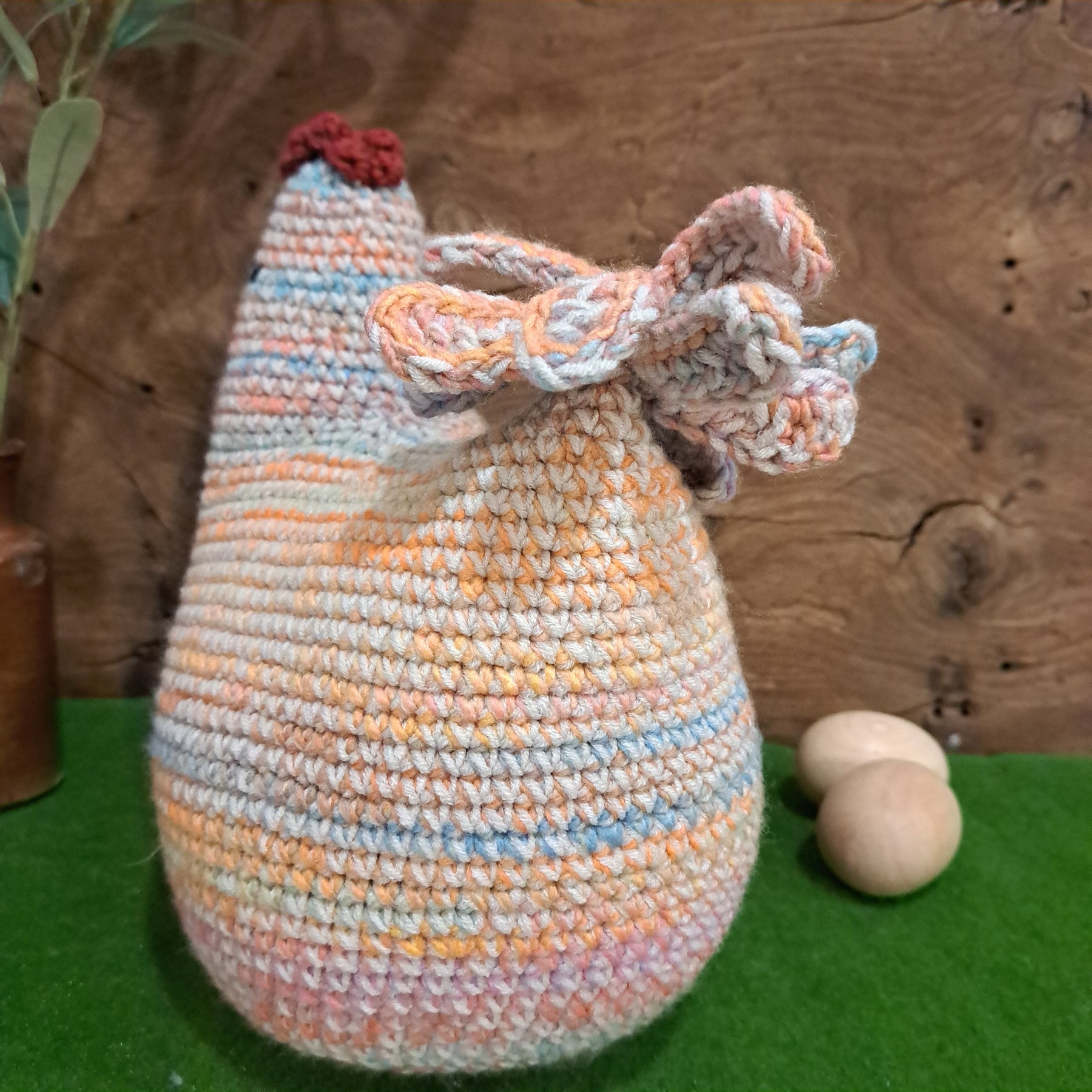 Crochet chicken pillow/cushion/toy/ pastel colours