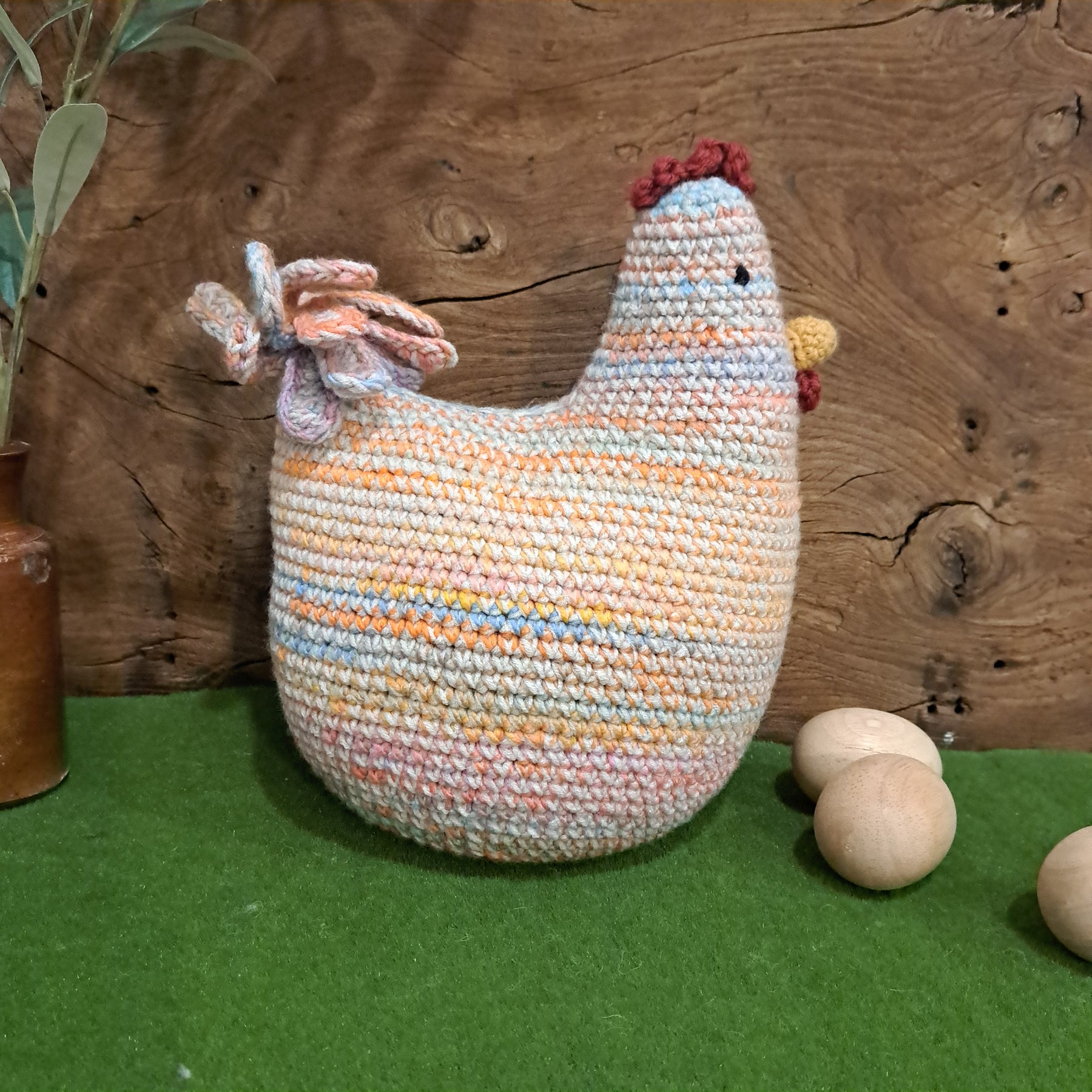 Crochet chicken pillow/cushion/toy/ pastel colours