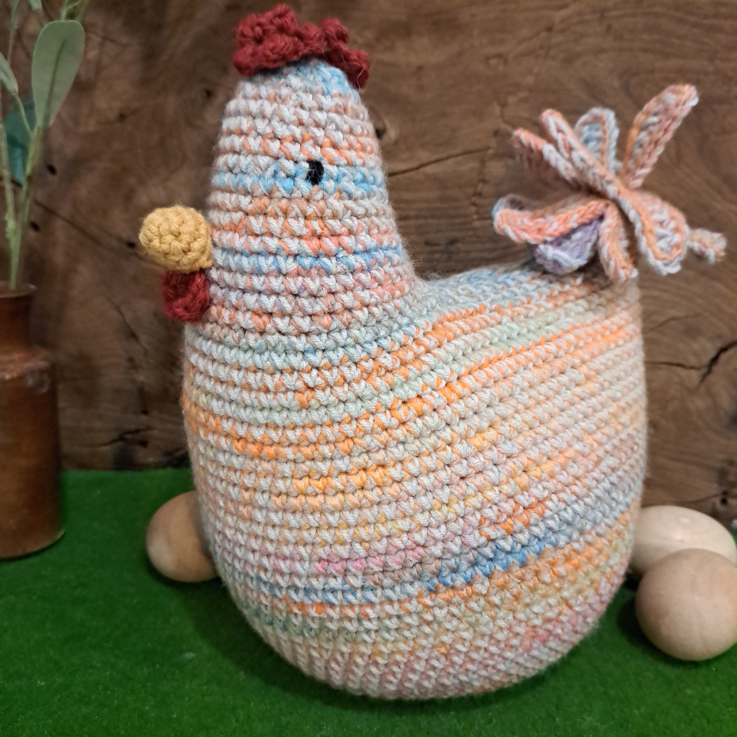 Crochet chicken pillow/cushion/toy/ pastel colours