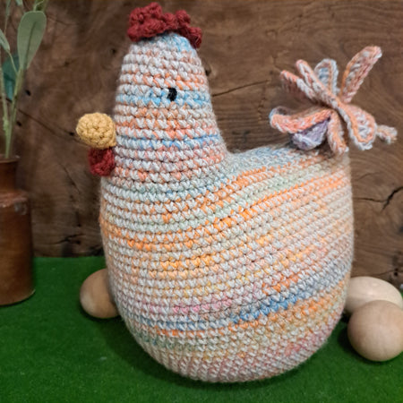 Crochet chicken pillow/cushion/toy/ pastel colours