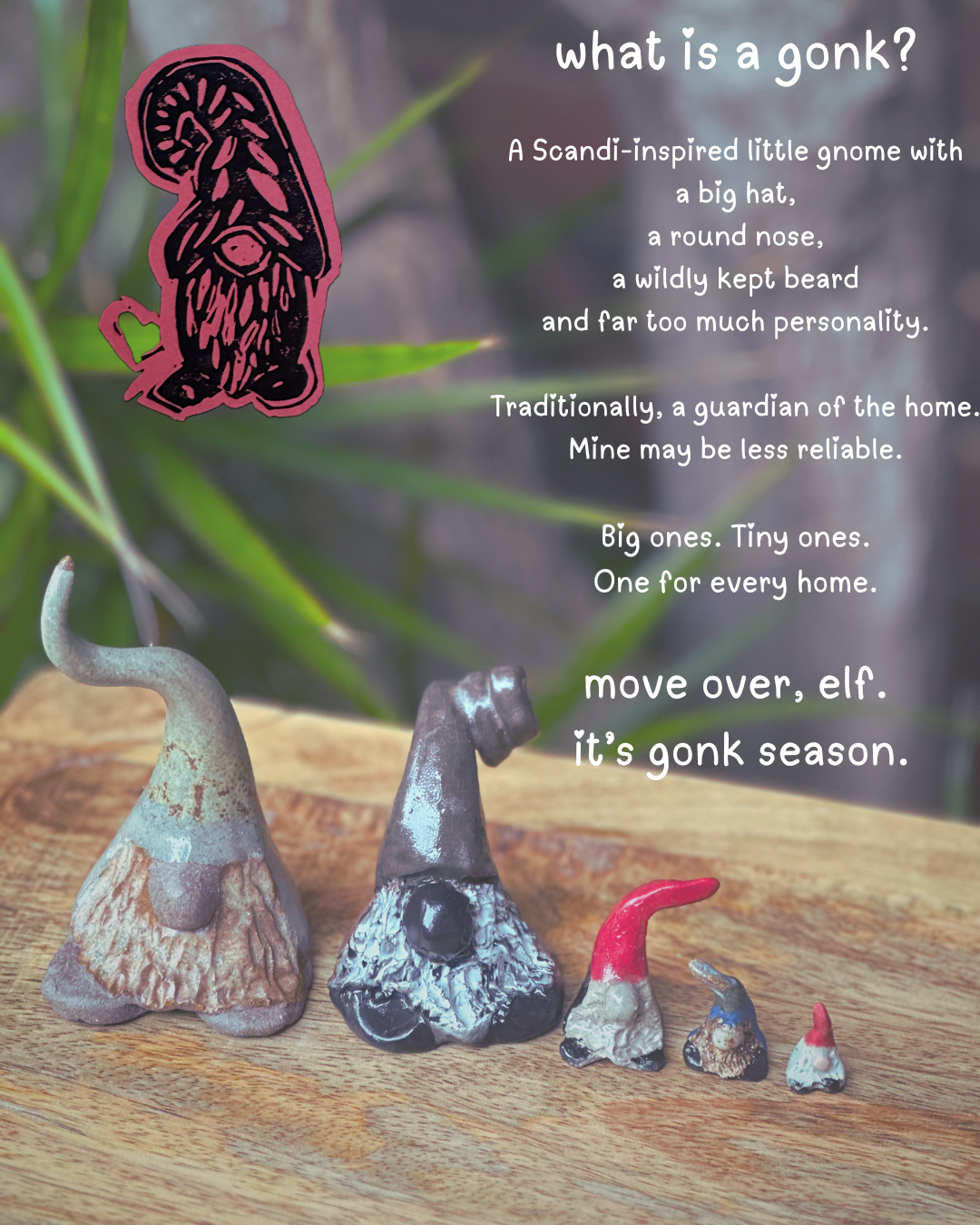 Personalised Ceramic Gonk | Handmade Clay Gnome | Custom Name Gift