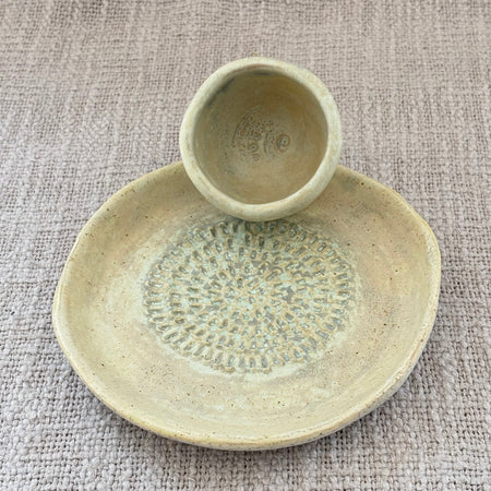Garlic Shredder & Condiment Bowl ~ Seafoam