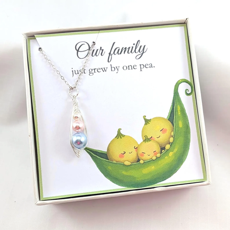 Family Pod Necklace,3 Peas in a Pod