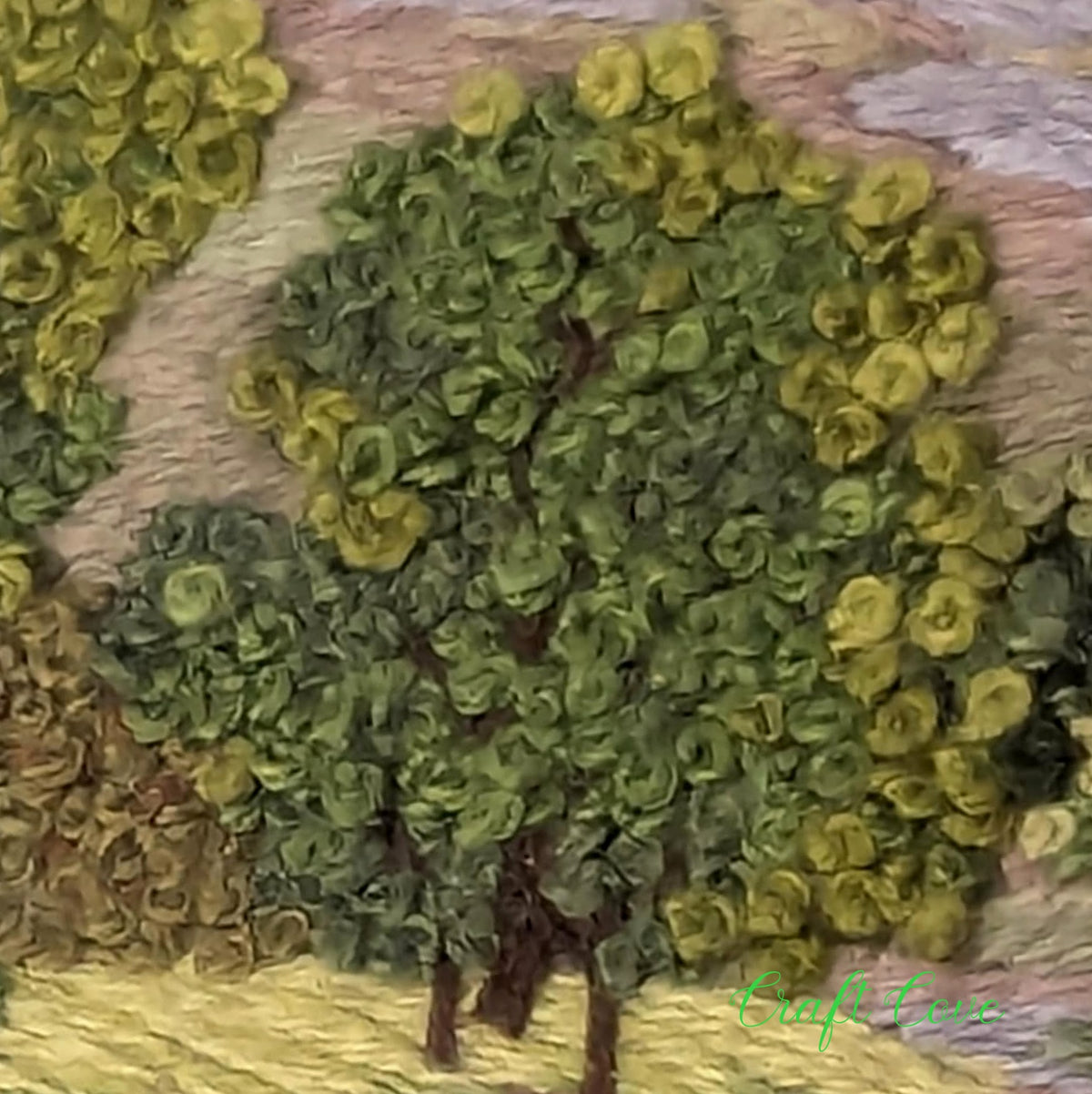 Hand Embroidered Mountain Landscape – Intricate Thread Painting