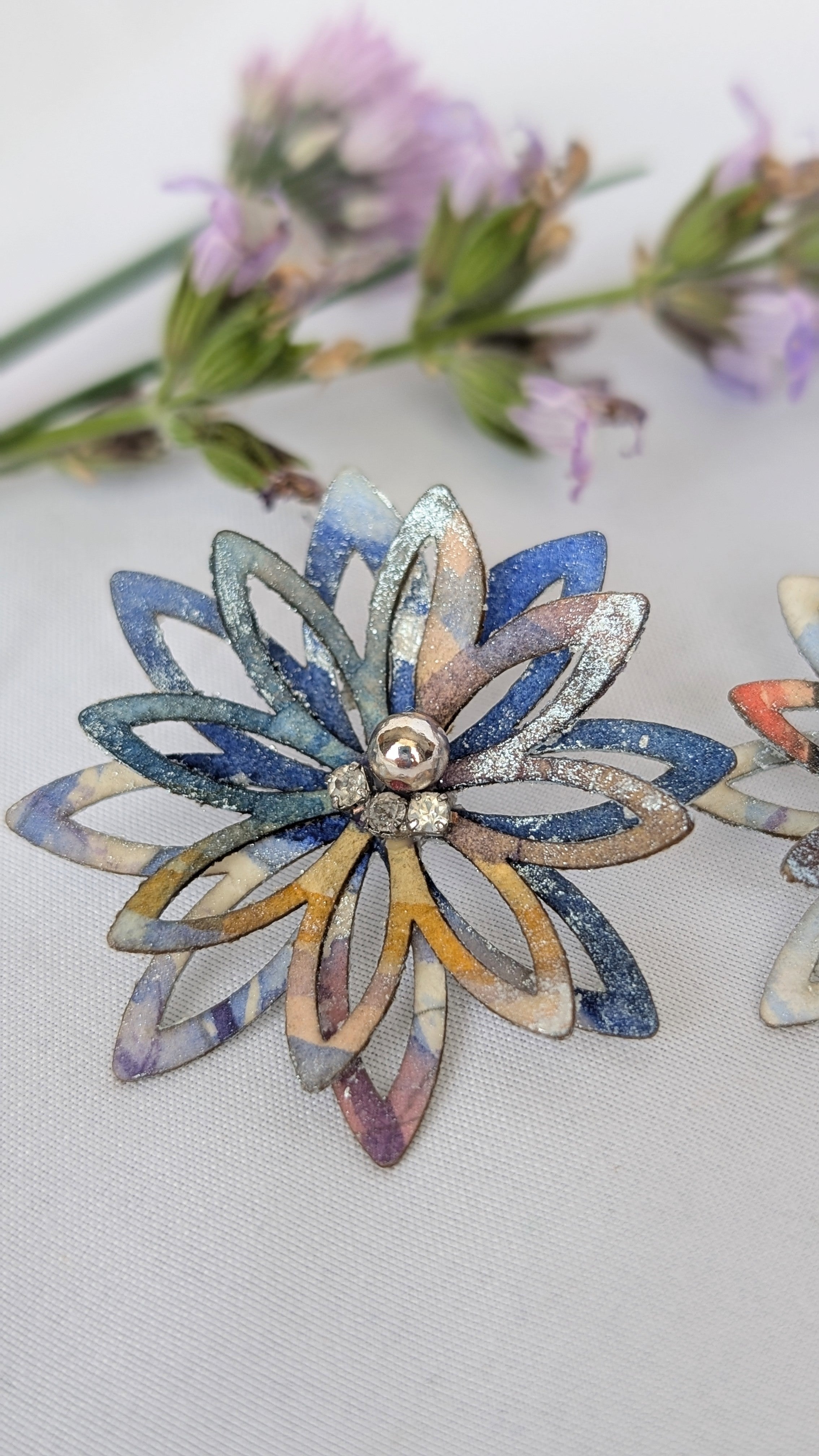 Handmade Watercolour Floral Earrings – Lobe or Helix Piercing