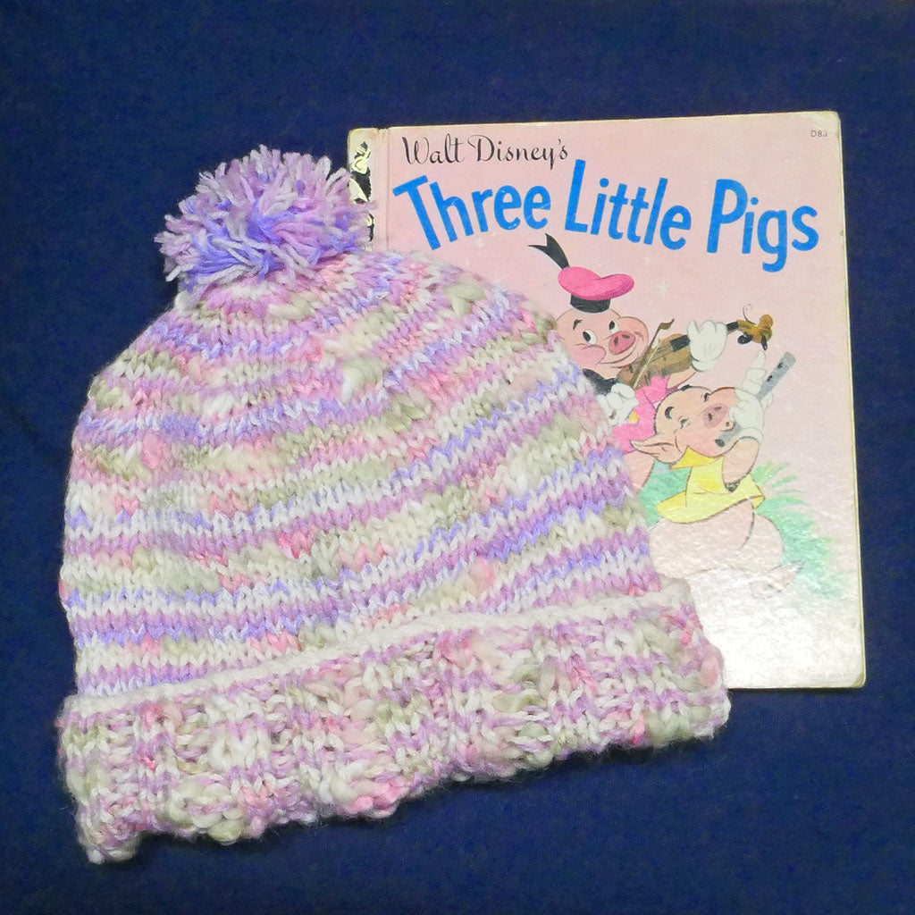 Beanie: toddler - 6. "Colour Play" pink tones. Wool.  Hand knitted.  Free shipping