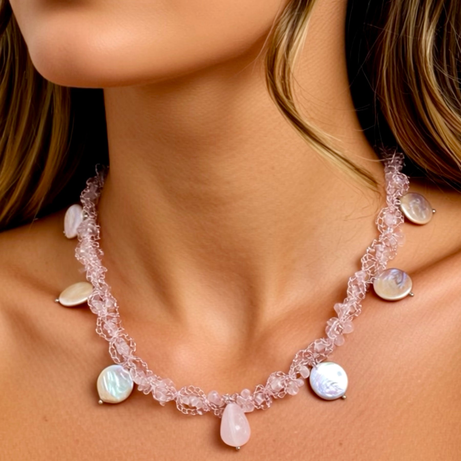 “Rose”- rose quartz and pearls Necklace