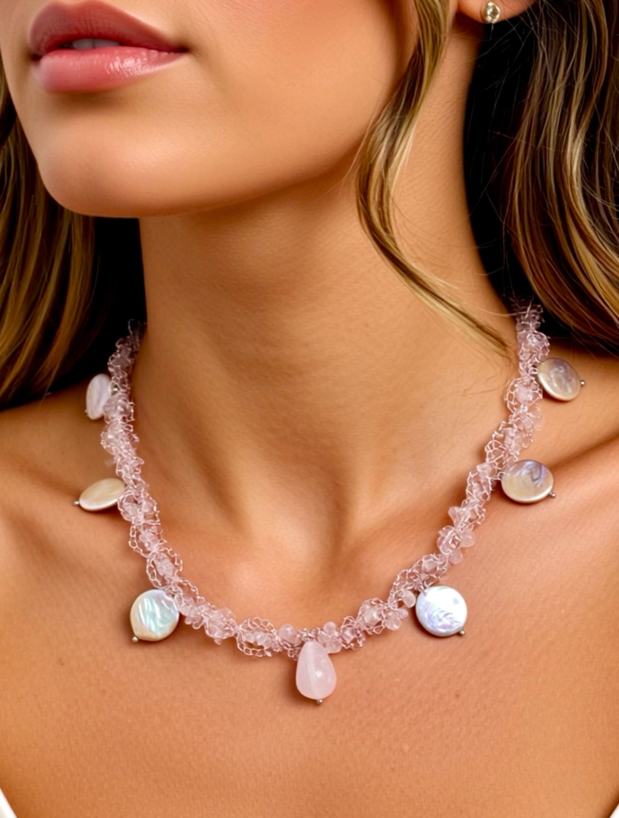“Rose”- rose quartz and pearls Necklace