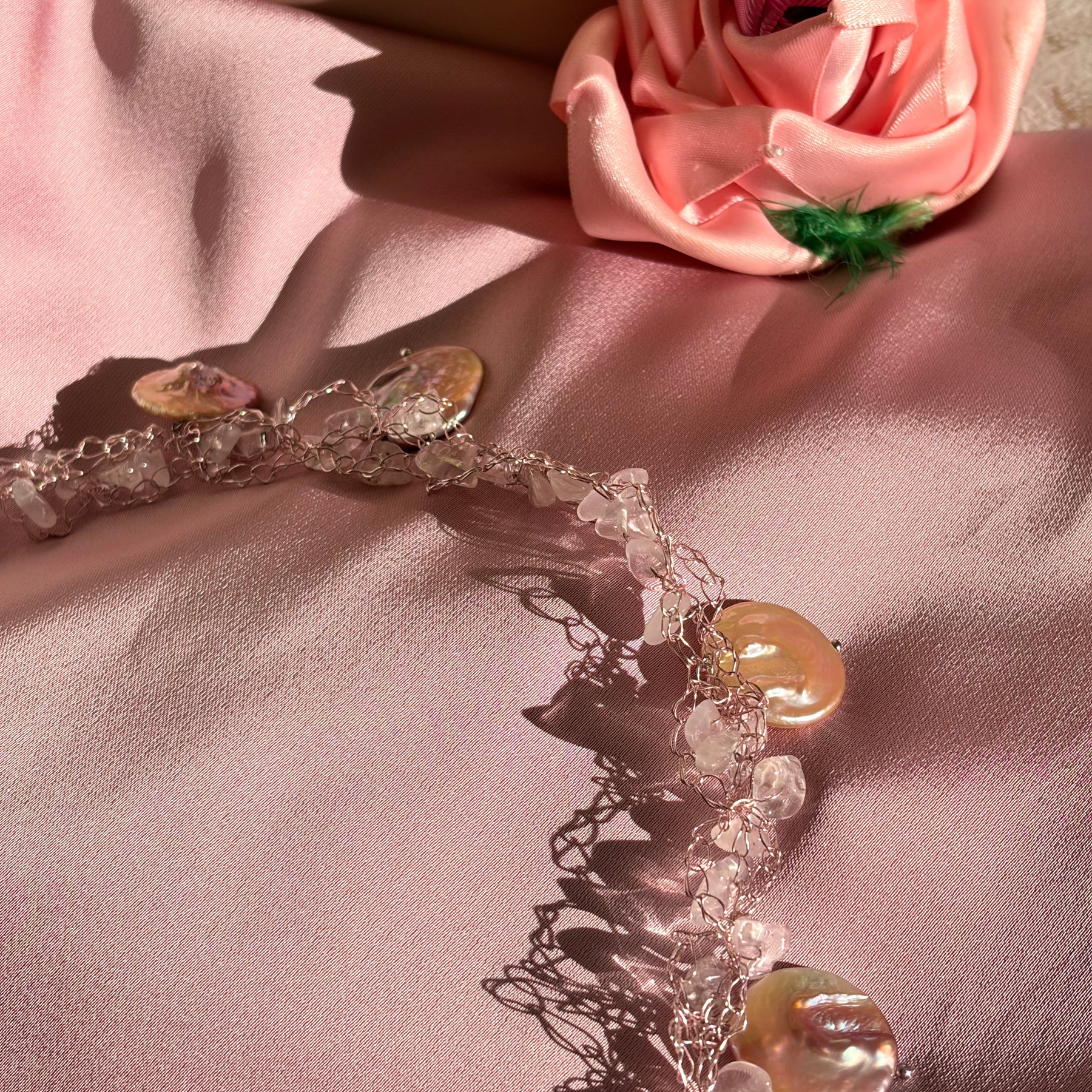“Rose”- rose quartz and pearls Necklace